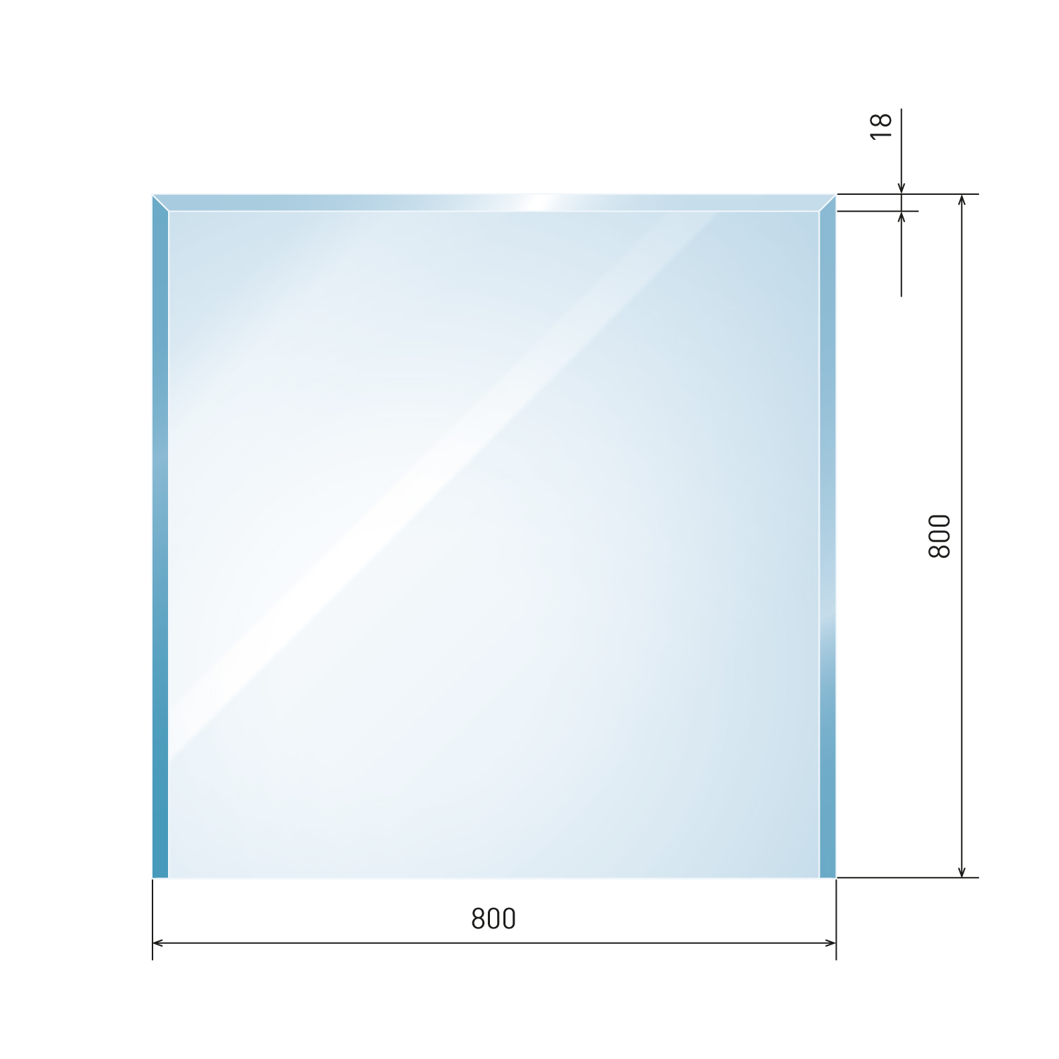 Plaque de verre carrée Raik Kamin 2 avec facette incluse