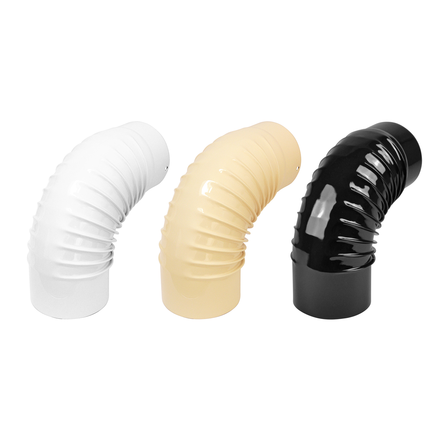 Coude de conduit de fumée / Coude de tuyau de poêle émaillé 120mm - Coude à 90° nervuré blanc