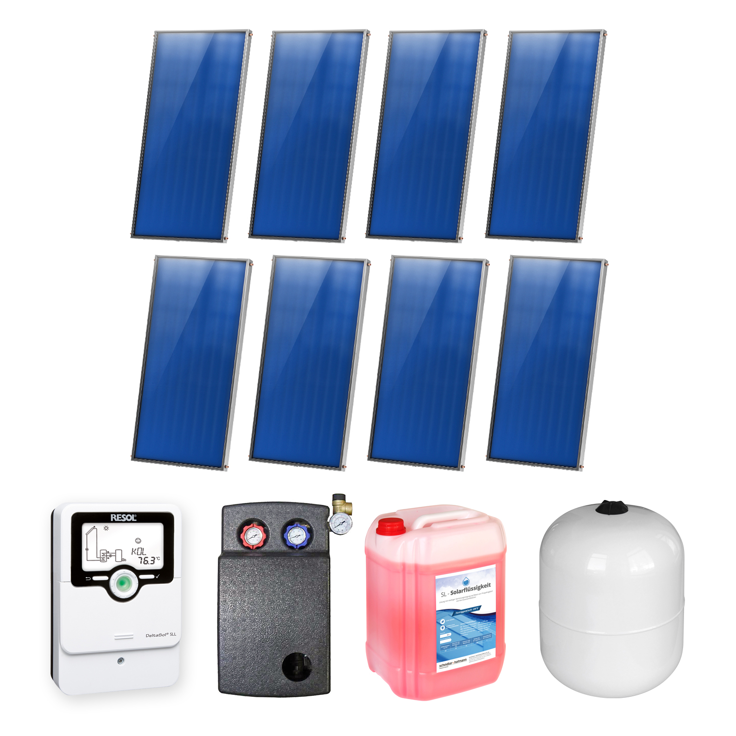 16,08 m² Ensemble de capteurs solaires plats Sunex 7 8x AMP 2.0