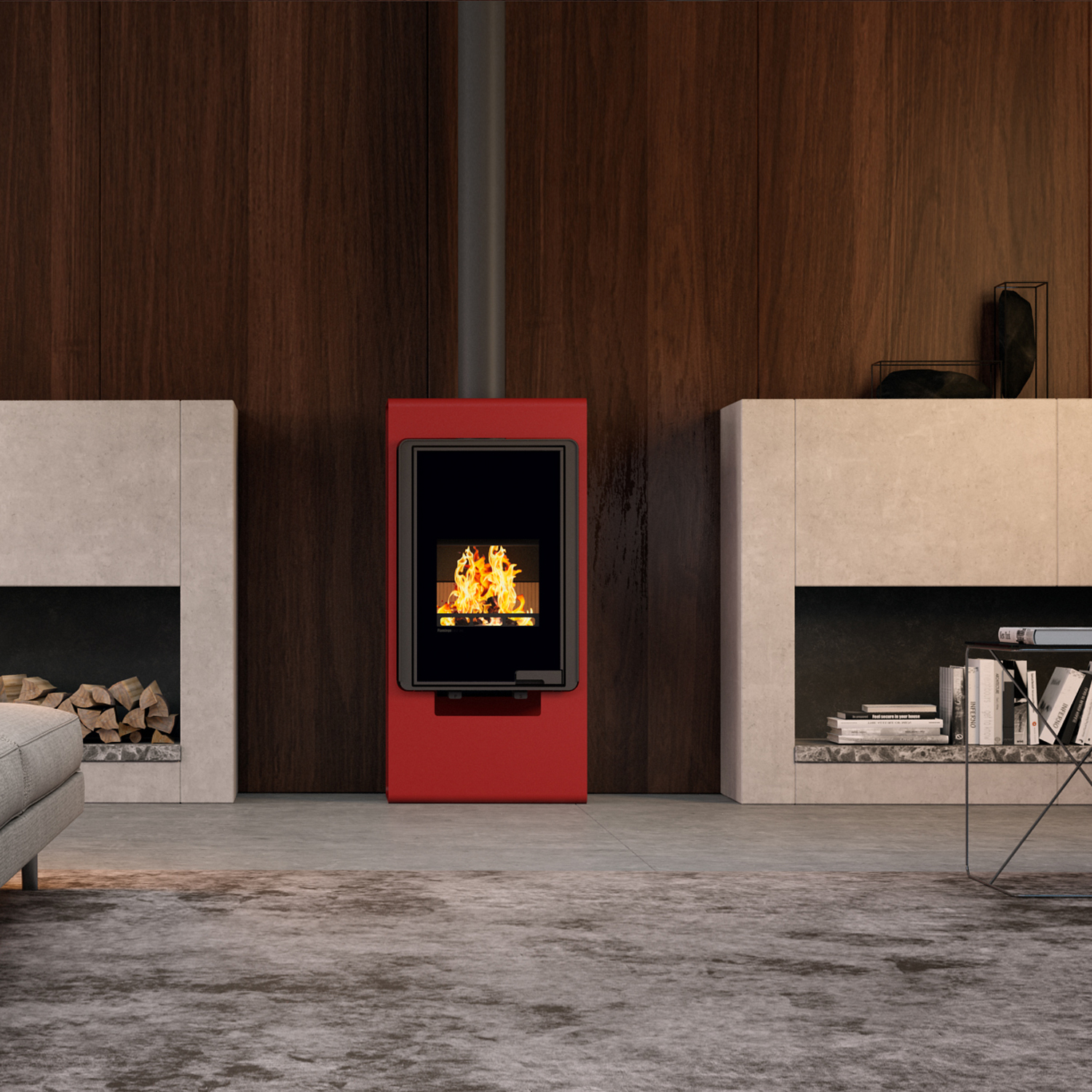 HS Flamingo Deluxe Singa Poêle à bois Rouge