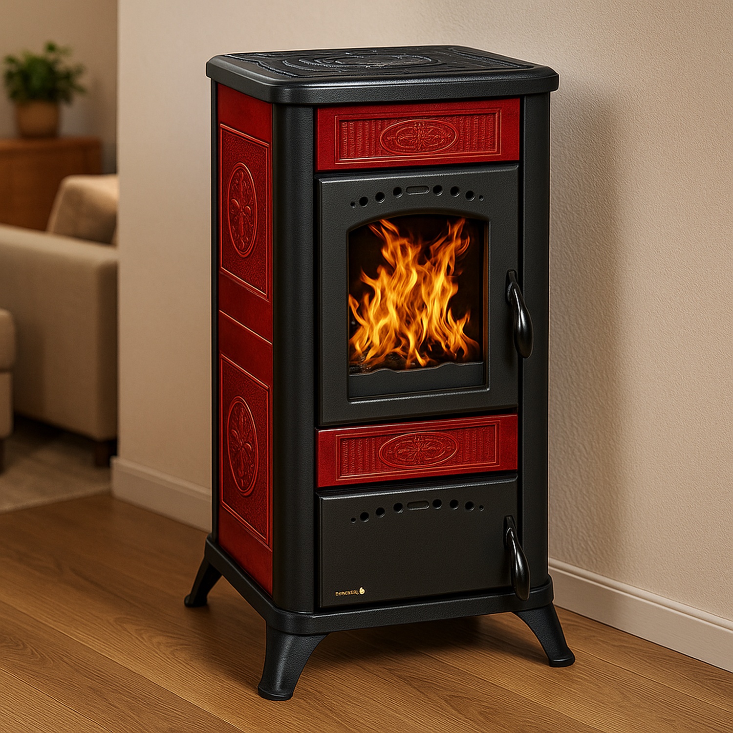 Wamsler poêle Romantik II céramique bordeaux