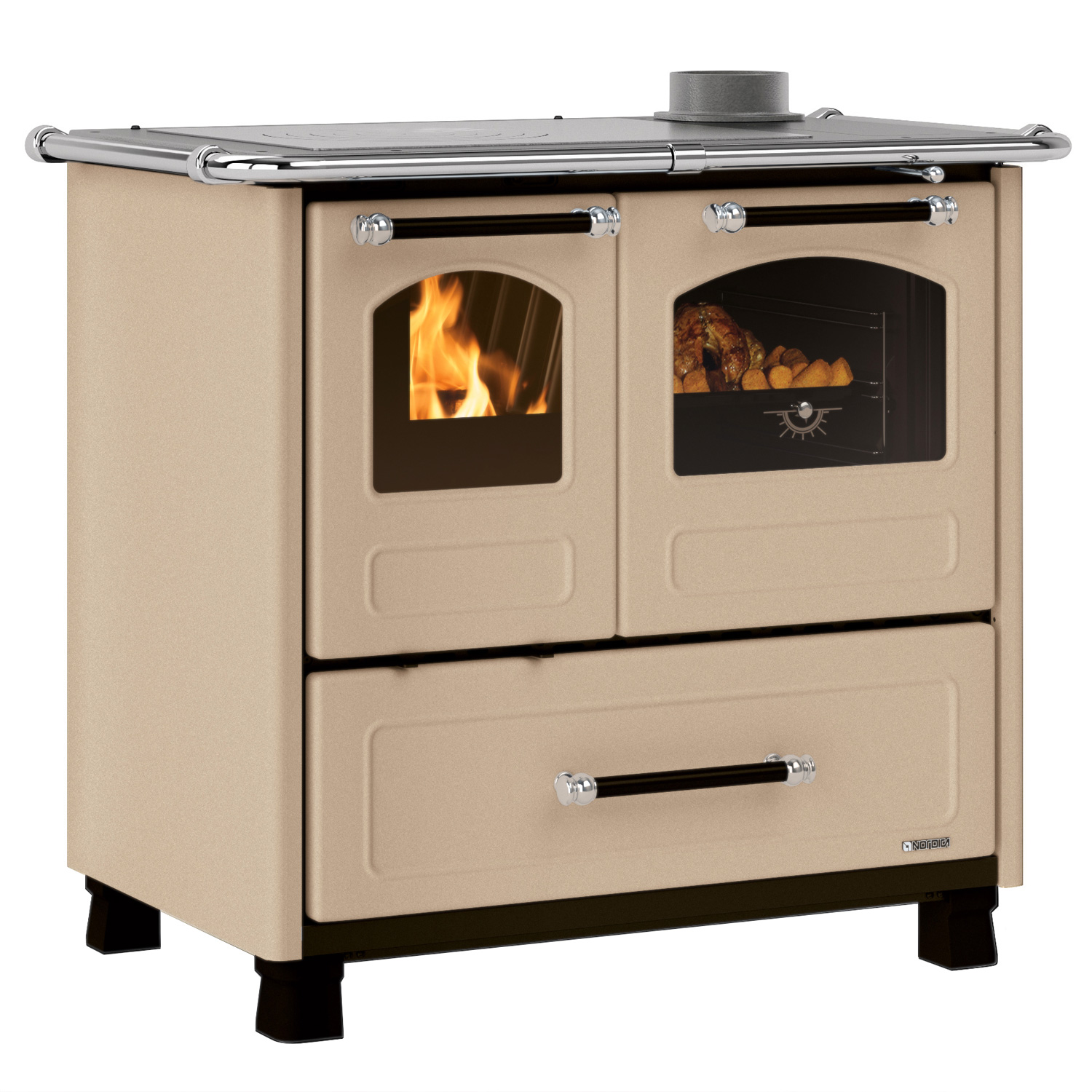La Nordica Family 16 4,5 cuisinière à bois acier caramello