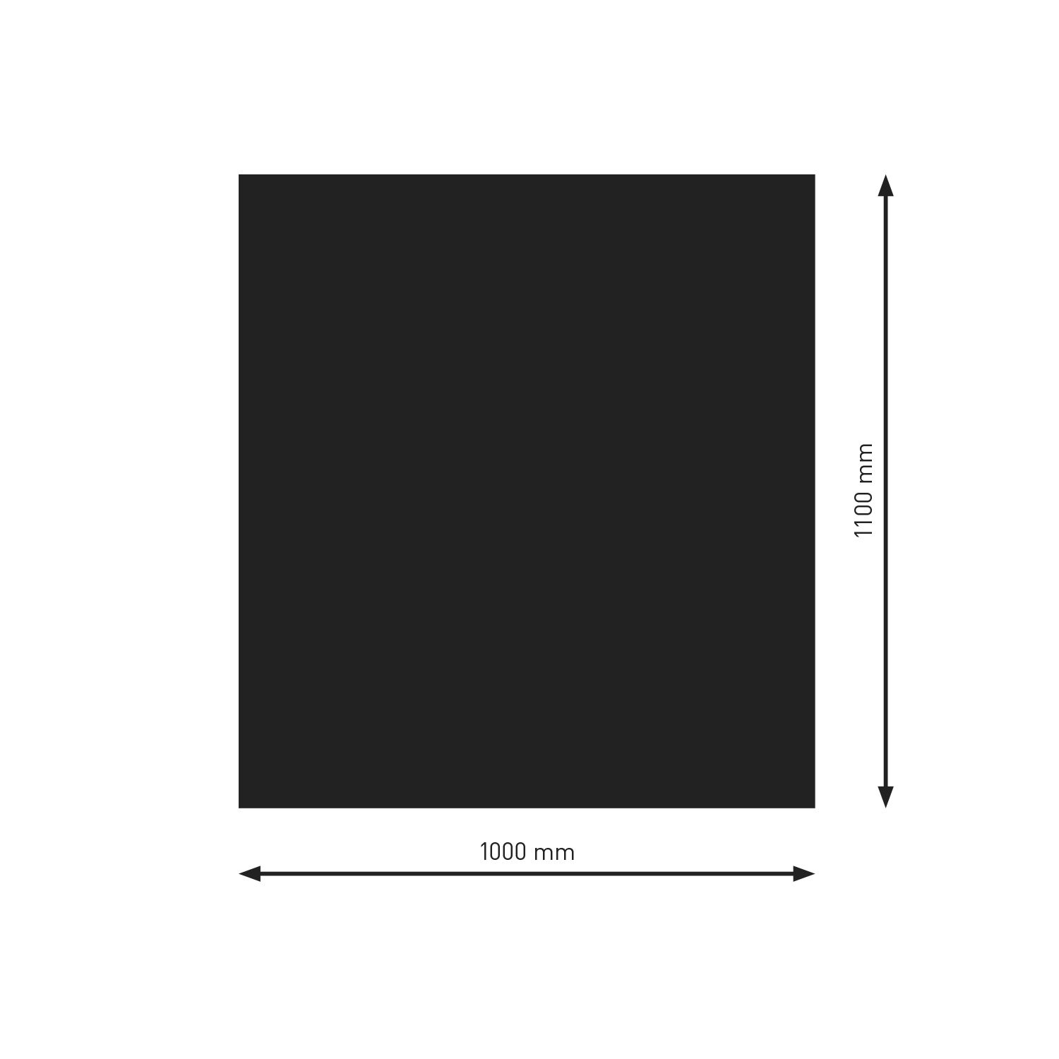 Plaque de base Raik Rectangulaire / Carré Noir revêtu par poudre 1100 x 1000 mm