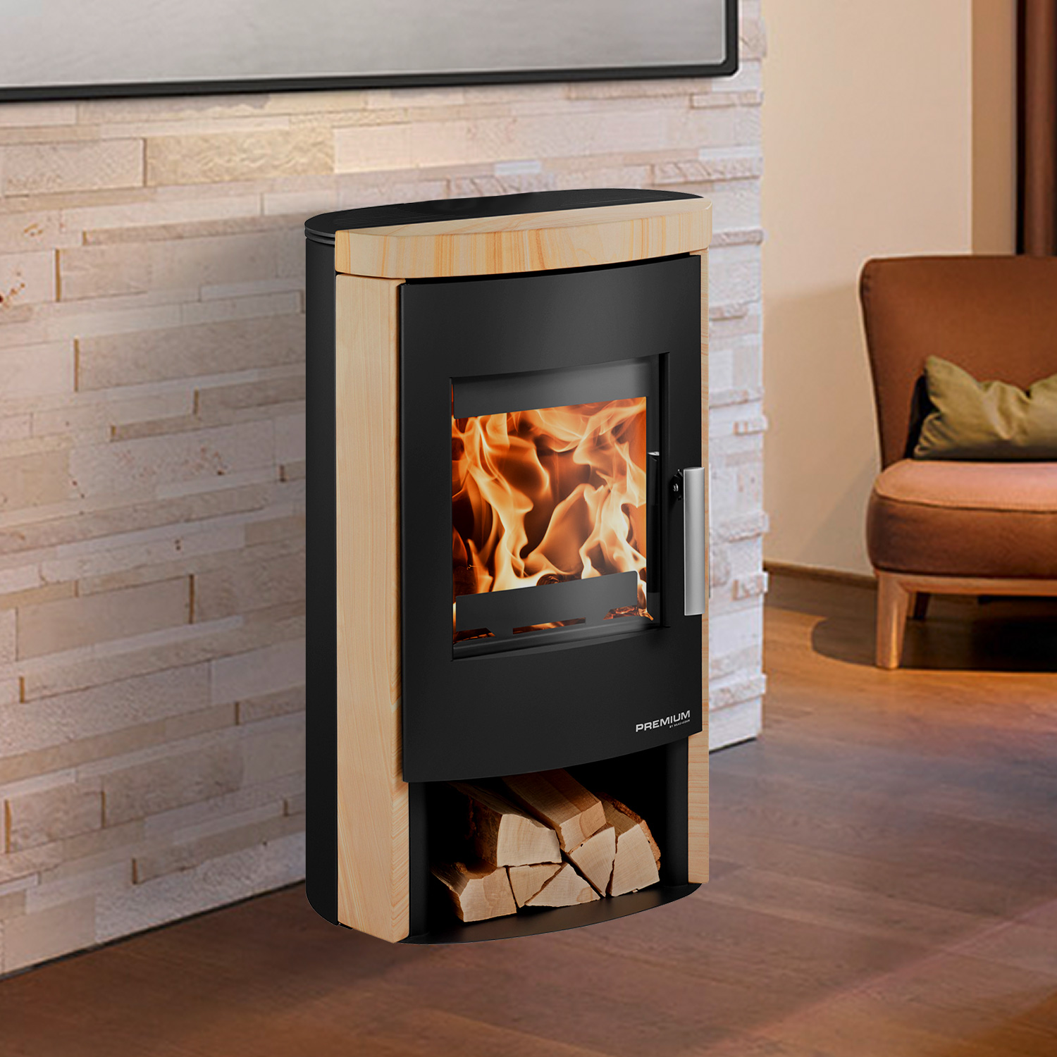 Haas+Sohn Bali easy Poêle à bois Noir perlé / Woodstone
