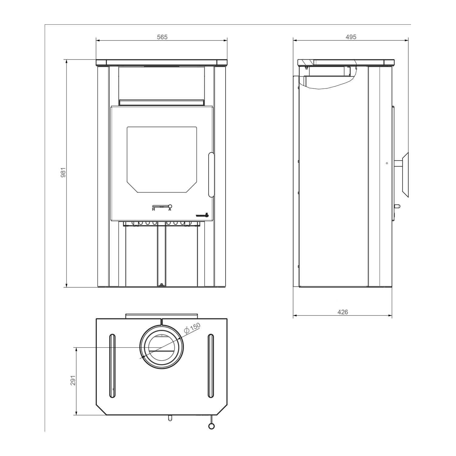 Wamsler poêle à bois « Cube » noir pierre naturelle