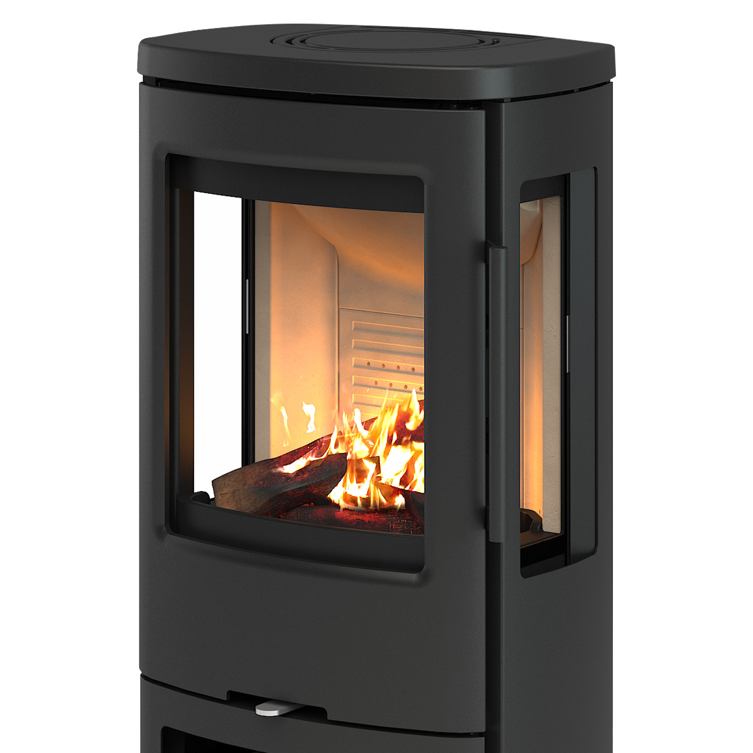 Poêle à bois TermaTech TT44G en acier avec vitres latérales