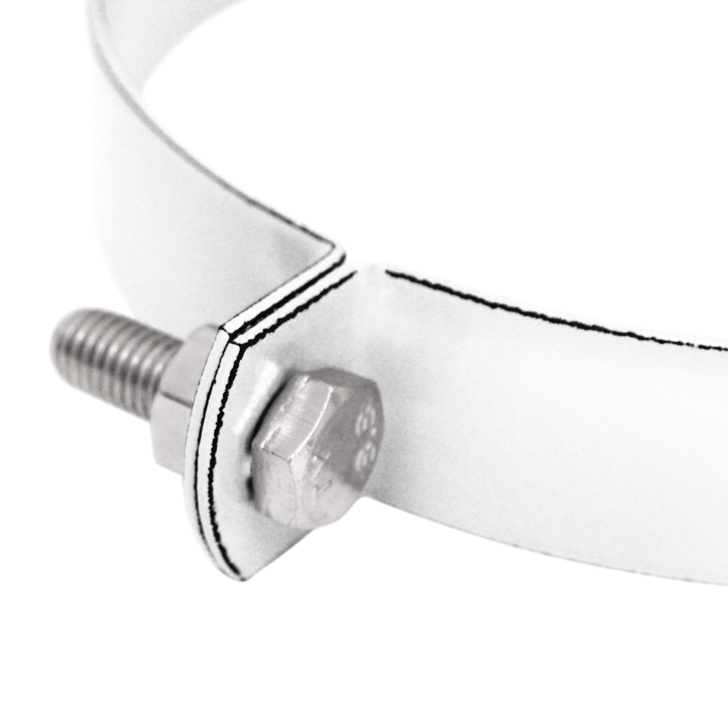 Collier de serrage pour conduit de fumée / tuyau de poêle émaillé 150 mm - Blanc