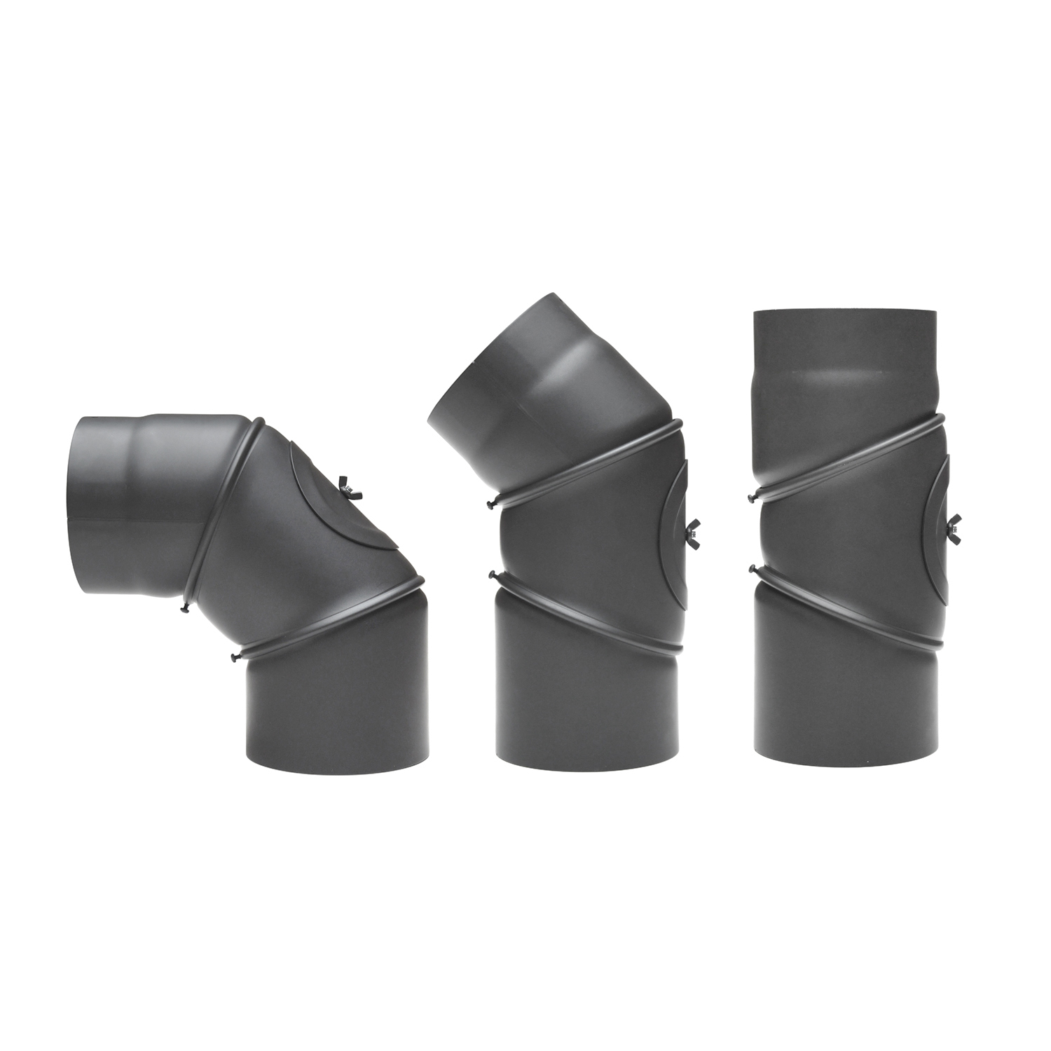 Coude de conduit de fumée Raik / Tuyau de poêle 130 mm - 0° - 90° avec ouverture de nettoyage gris fonte