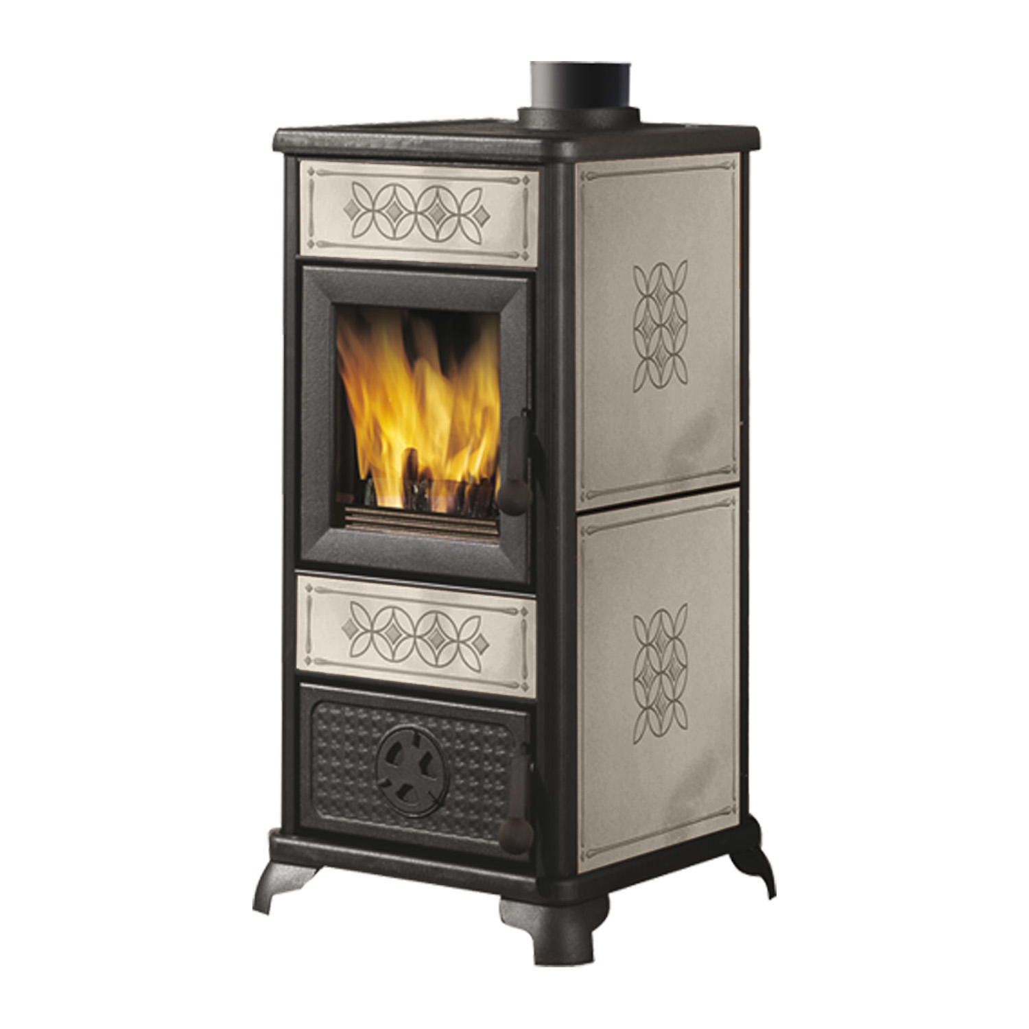 EK63 Decor Evo Poêle à bois céramique gris tourterelle