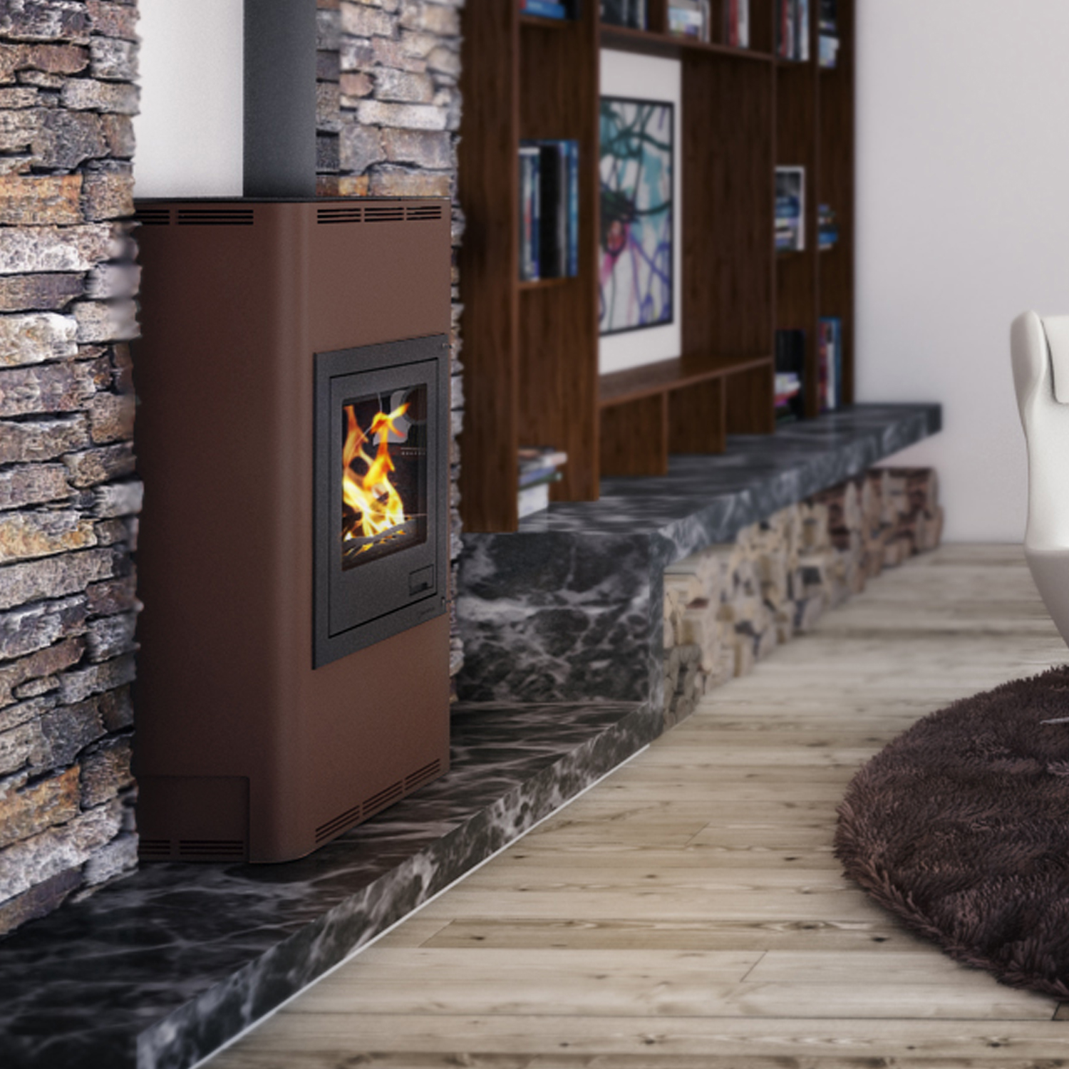 Aquaflam 17 Basic Poêle à bois avec échangeur thermique Marron Aquaflam 17 Basic Poêle à bois avec échangeur thermique Marron