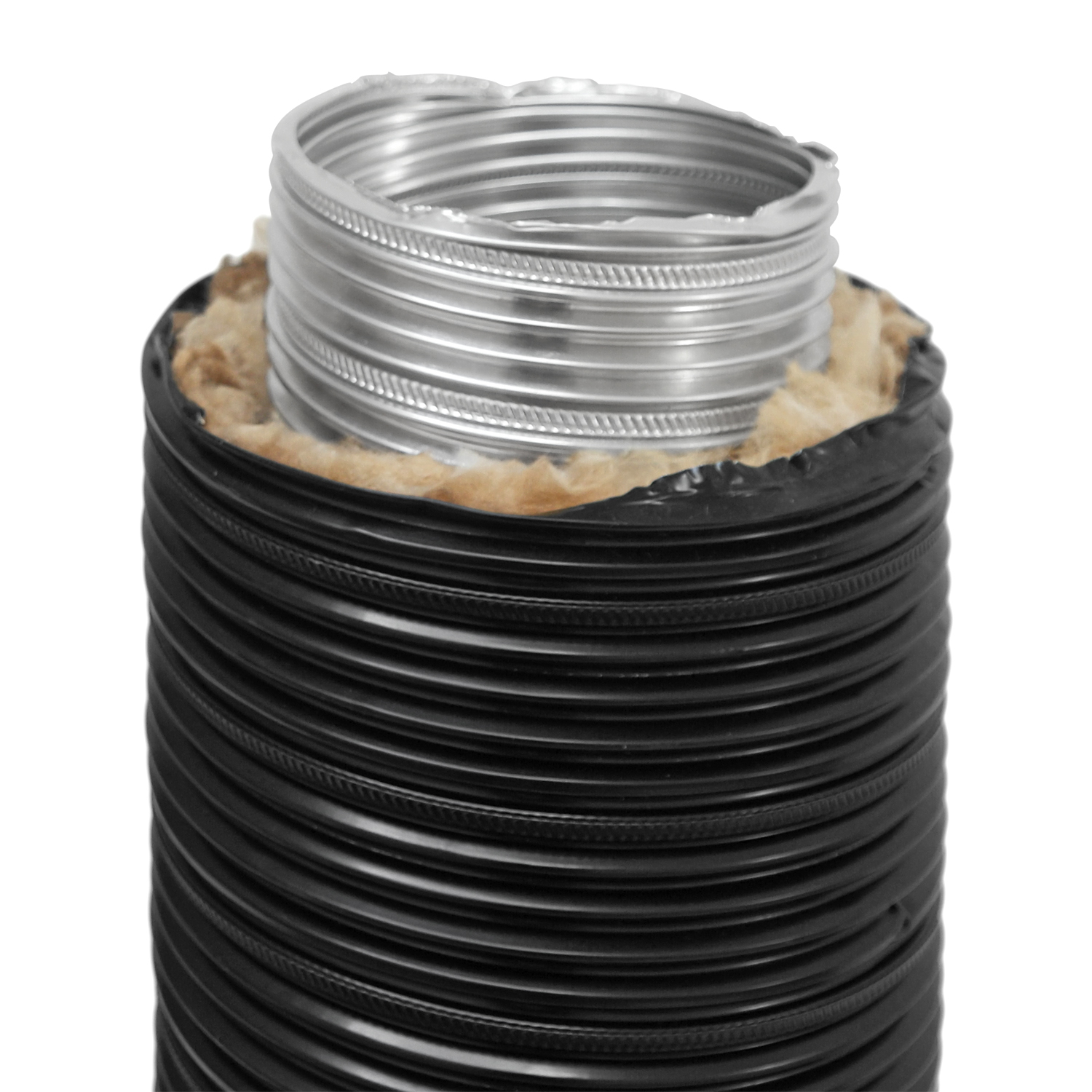 Therm Flex conduit flexible en aluminium isolé noir Ø 100 mm longueur 0,75 m, pour raccordement à l'air extérieur.