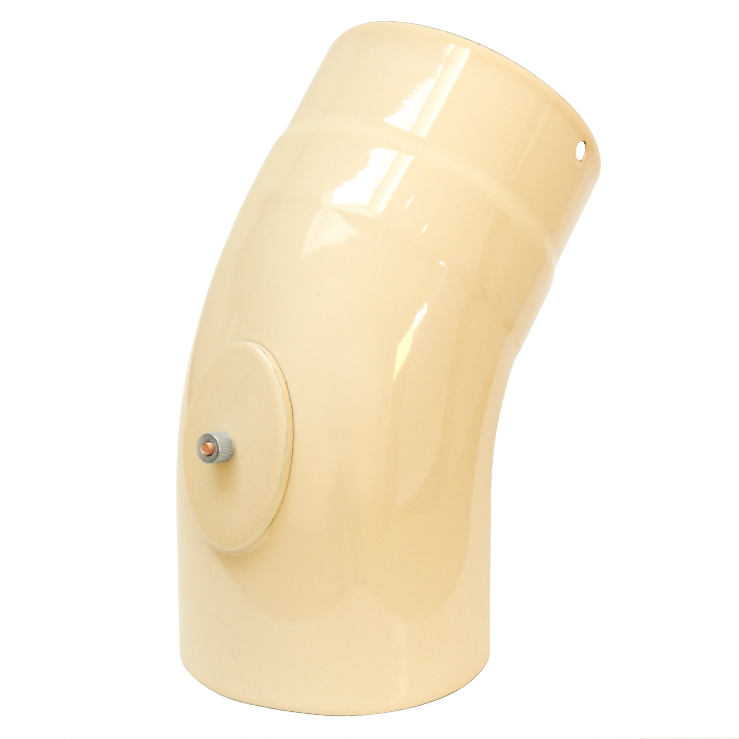 Coude de conduit de fumée / Coude de tuyau de poêle émaillé 150 mm - Coude 45° lisse ivoire avec ouverture de nettoyage