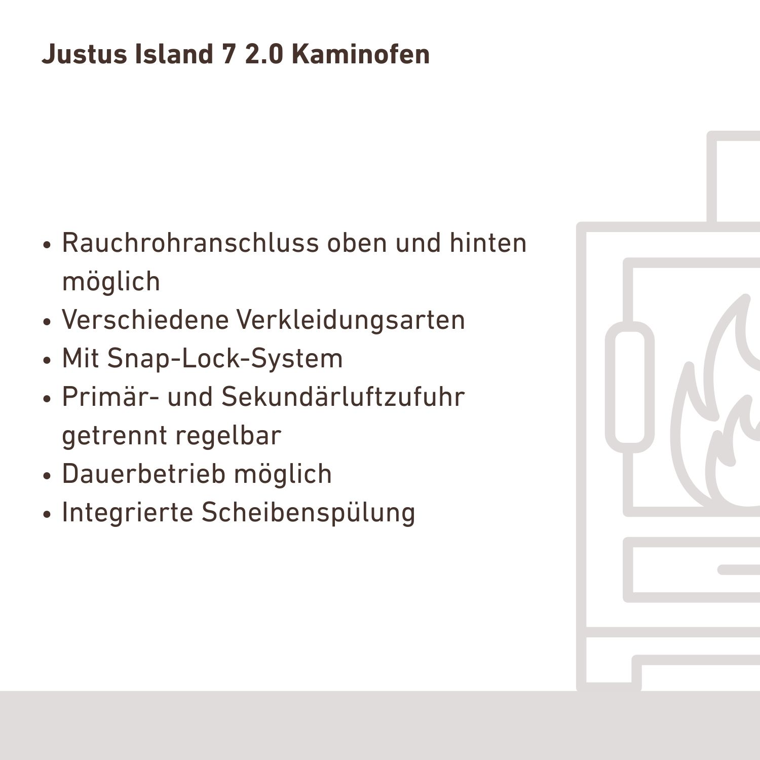 Justus Island 7 2.0 Poêle à bois Acier Noir / Pierre de sable