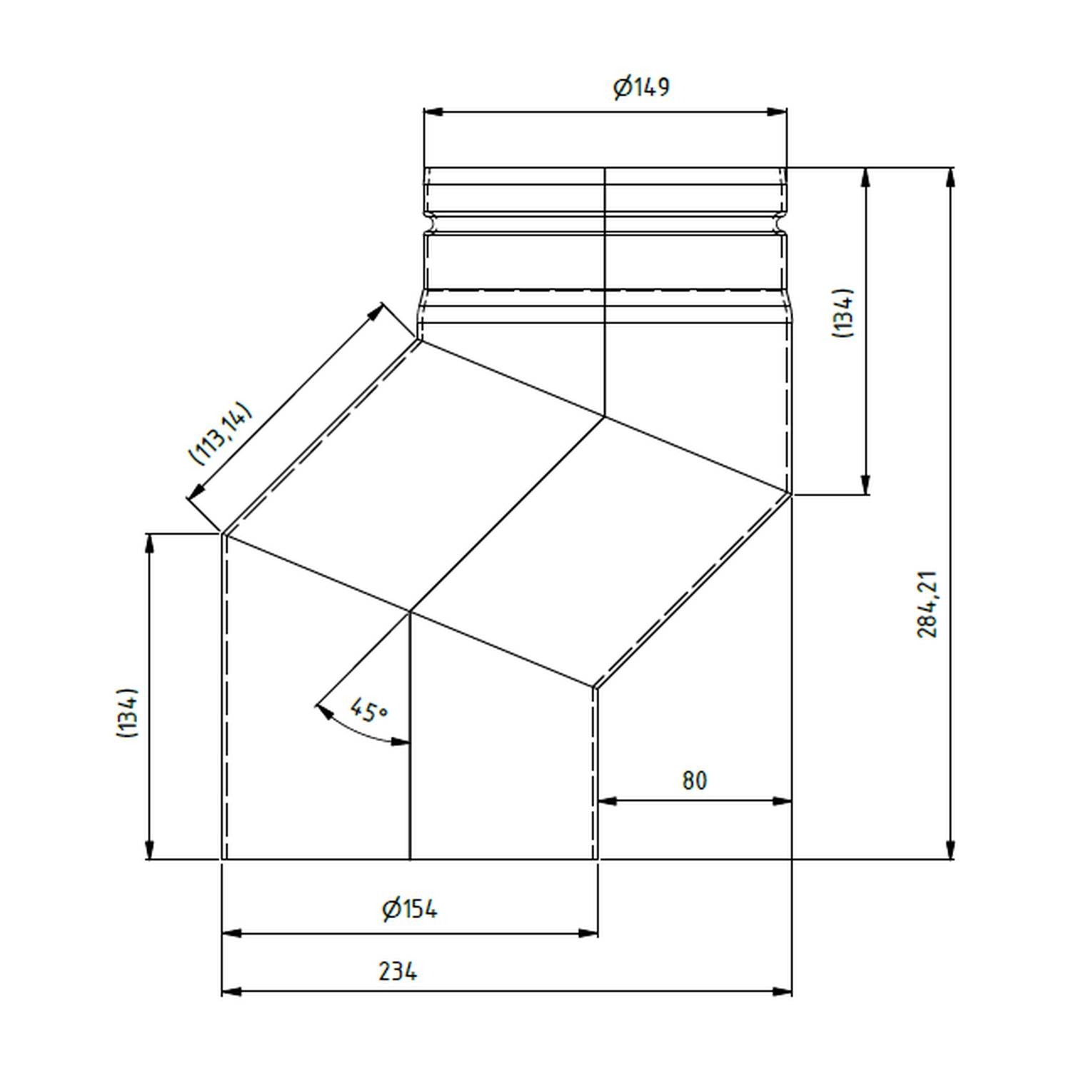 Raik coude décalé LS diamètre 150x284x2,00mm rétréci décalage 80mm gris