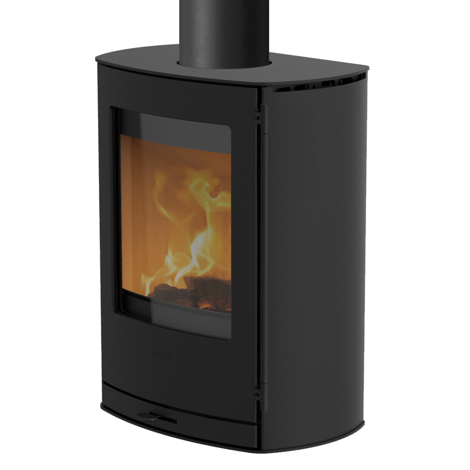 Lotus Jubilee Wall poêle à bois acier noir, mural