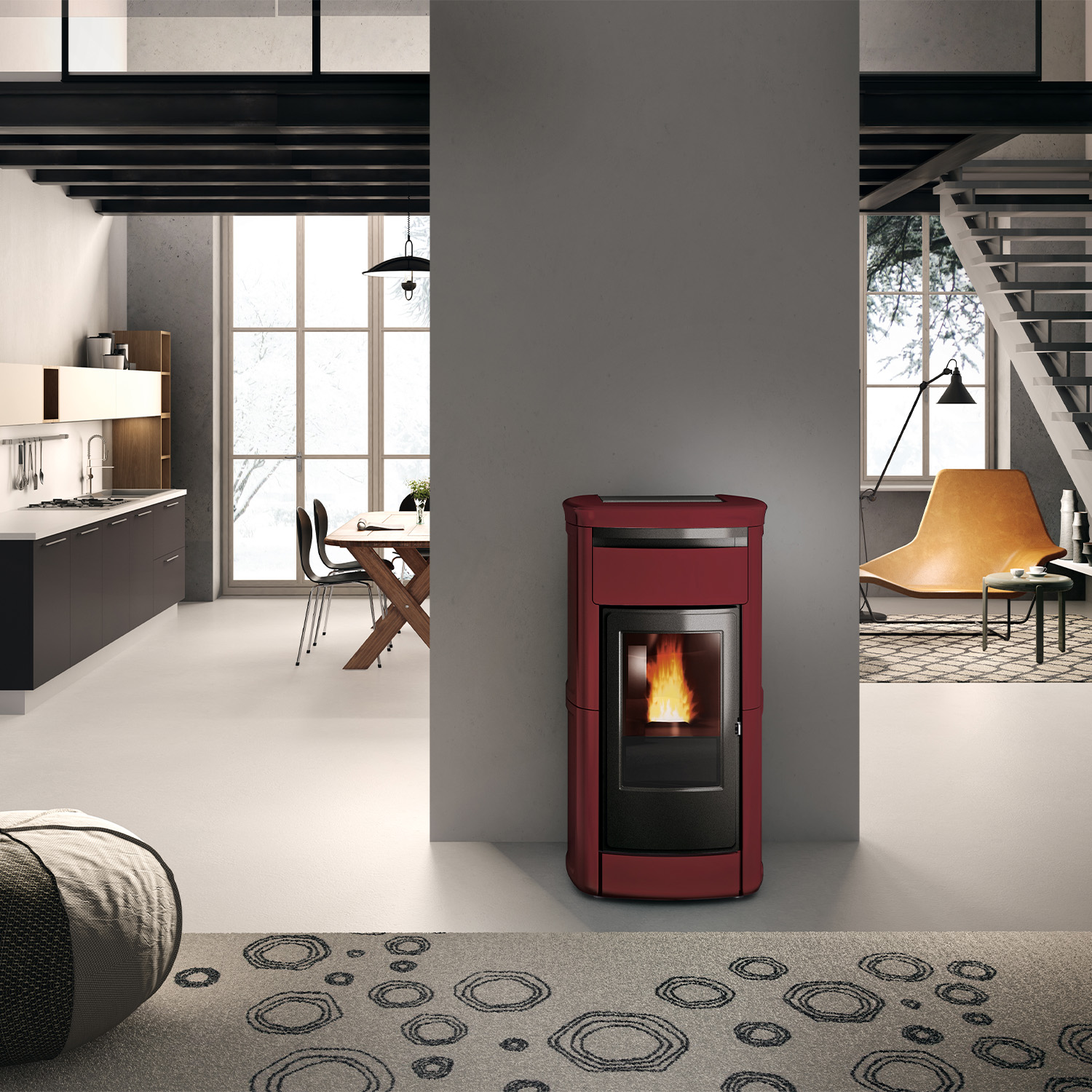 Edilkamin Kira2 H 22 Up poêle à granulés bouilleur céramique bordeaux