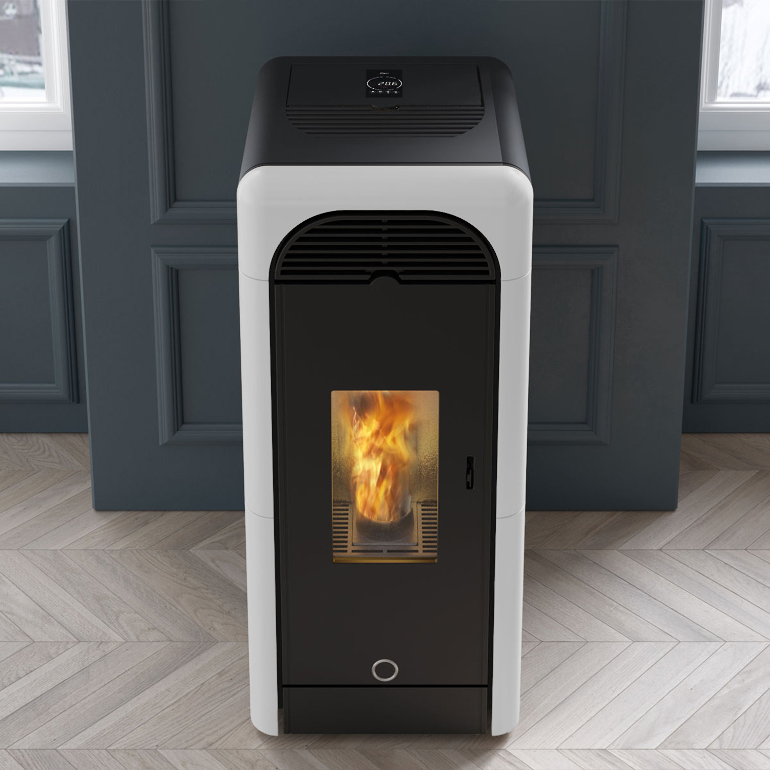 EK63 Berry 90+ Evo Poêle à granulés céramique blanche