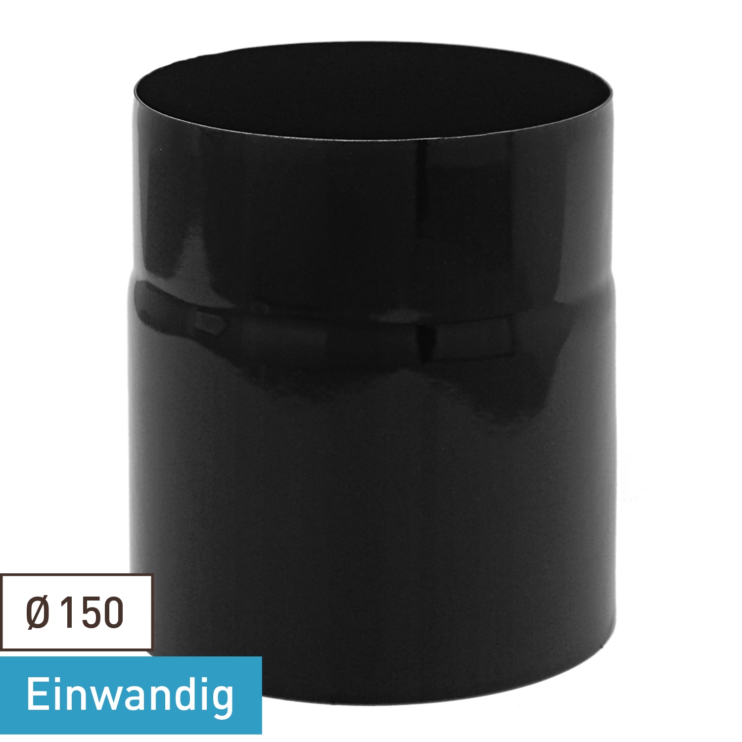 Raik Tuyau de Fumée / Tuyau de Poêle Émaillé 150mm - 150mm Noir