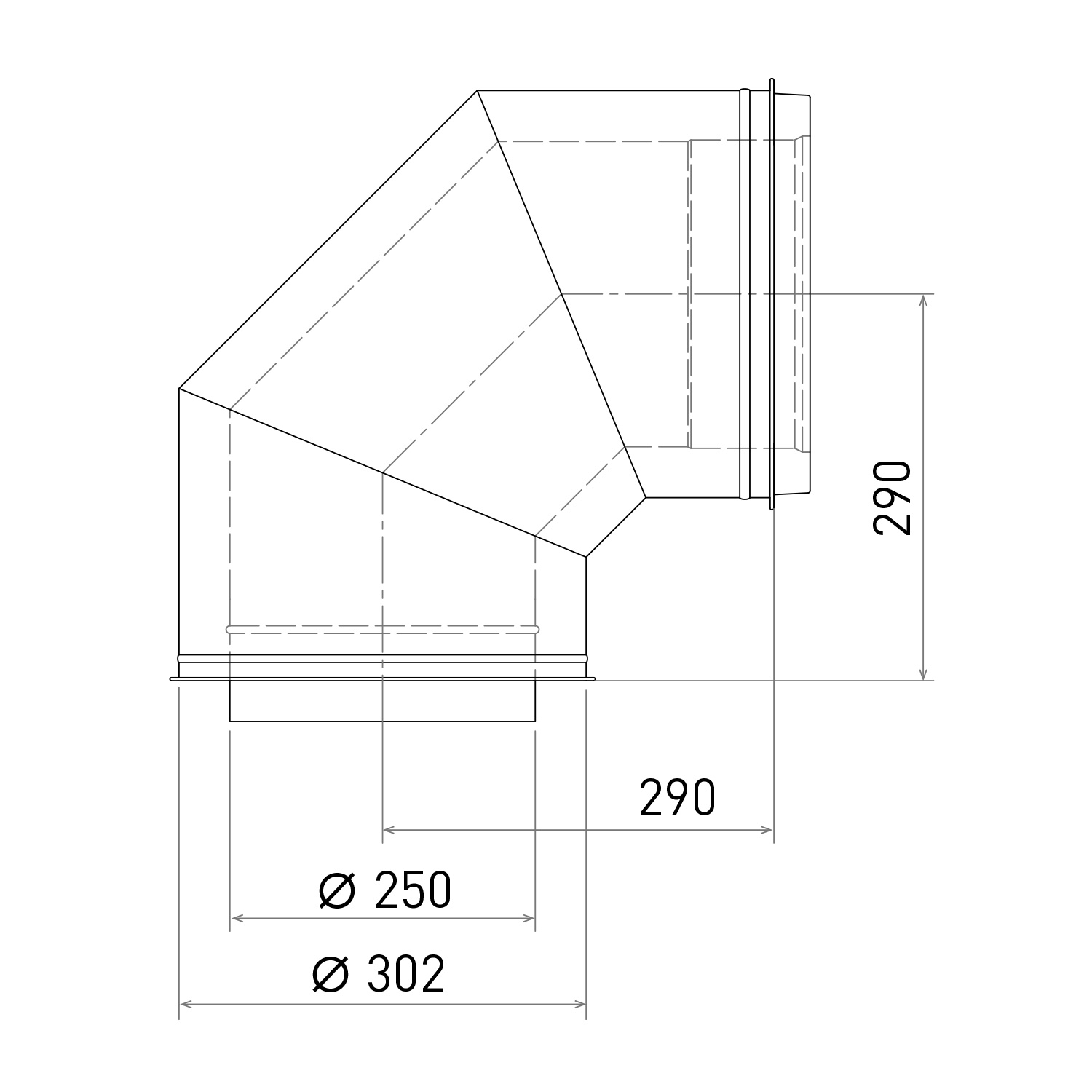 Opsinox conduit de cheminée en acier inoxydable 250mm coude 90° BO9