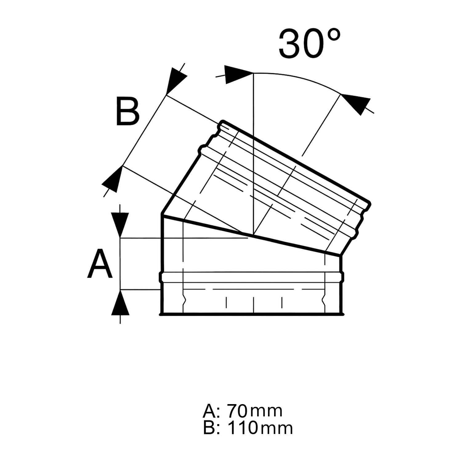 Schiedel ICS coude 30° Ø150 mm double paroi brillant