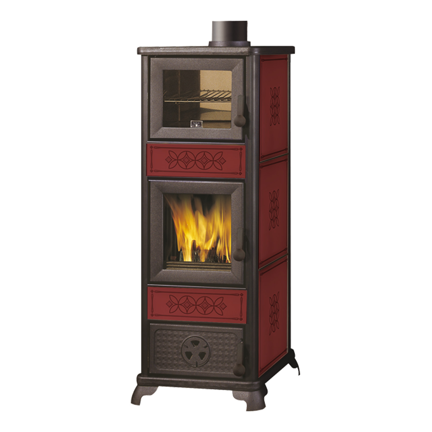 EK63 Decor C Evo Poêle à bois céramique bordeaux