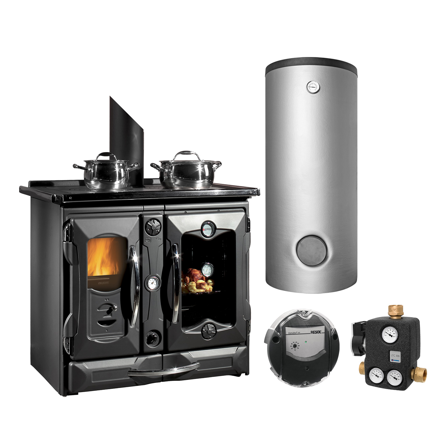 La Nordica Termosuprema Compact DSA Cuisinière à bois avec système hydraulique Ensemble économique avec ballon tampon TPSM 825