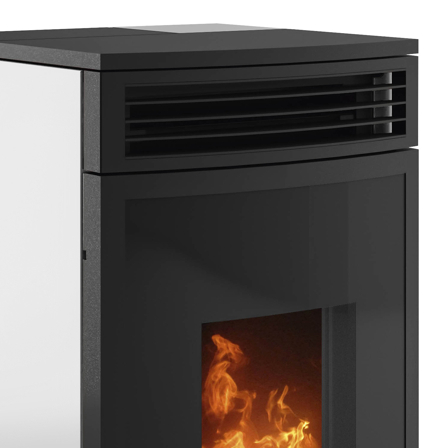 Oranier Neta poêle à granulés acier blanc soie, sortie de fumée en haut