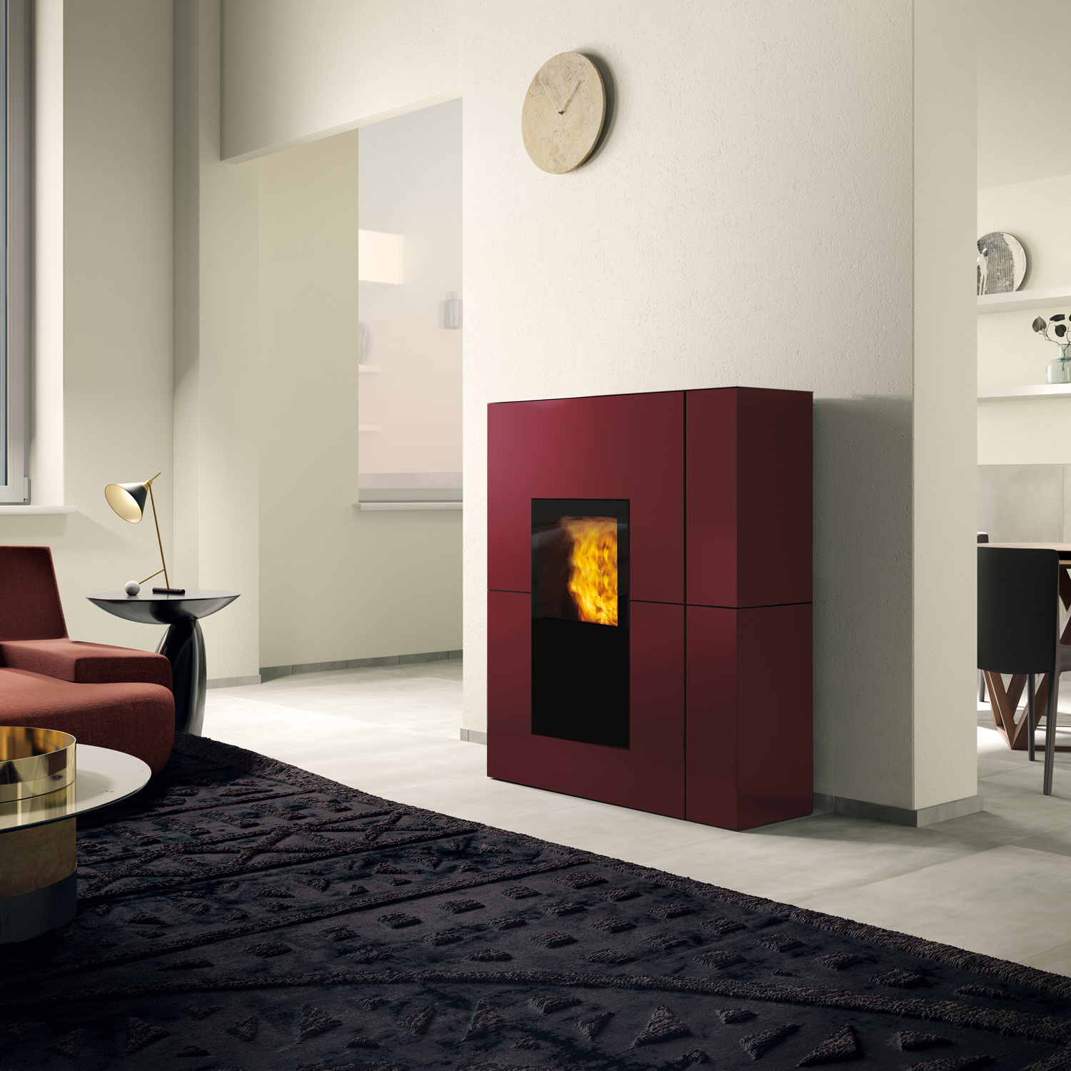 Edilkamin Blade H 23 Evo poêle à granulés bouilleur acier Bordeaux inclus kit R-FX