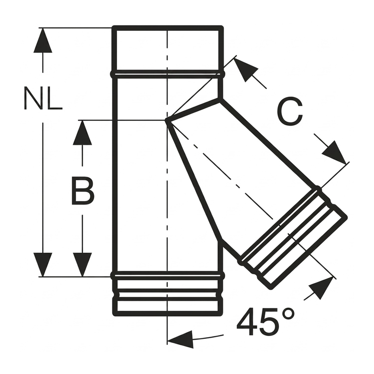 Schiedel Raccordement de conduit PPL 45° Ø 200 mm