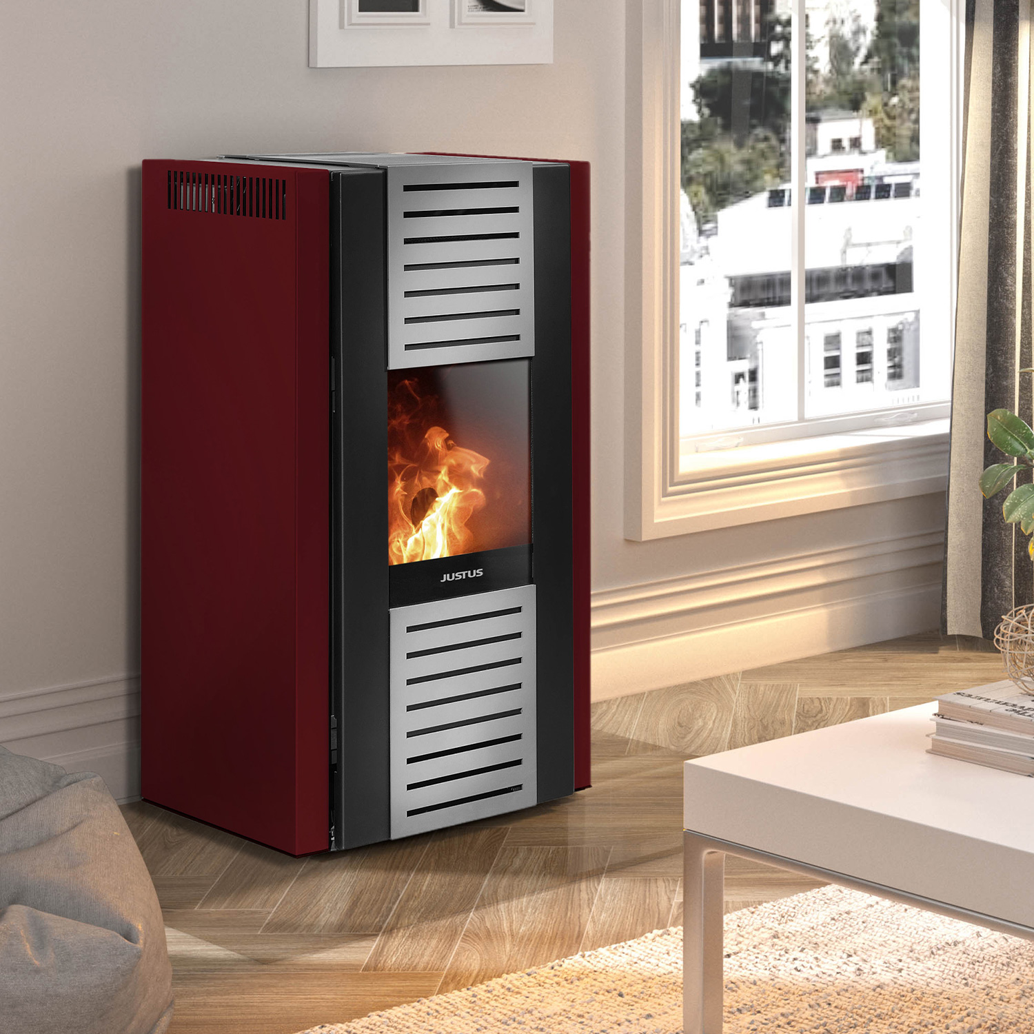 Justus Sirkos 2.0 poêle à granulés acier bordeaux