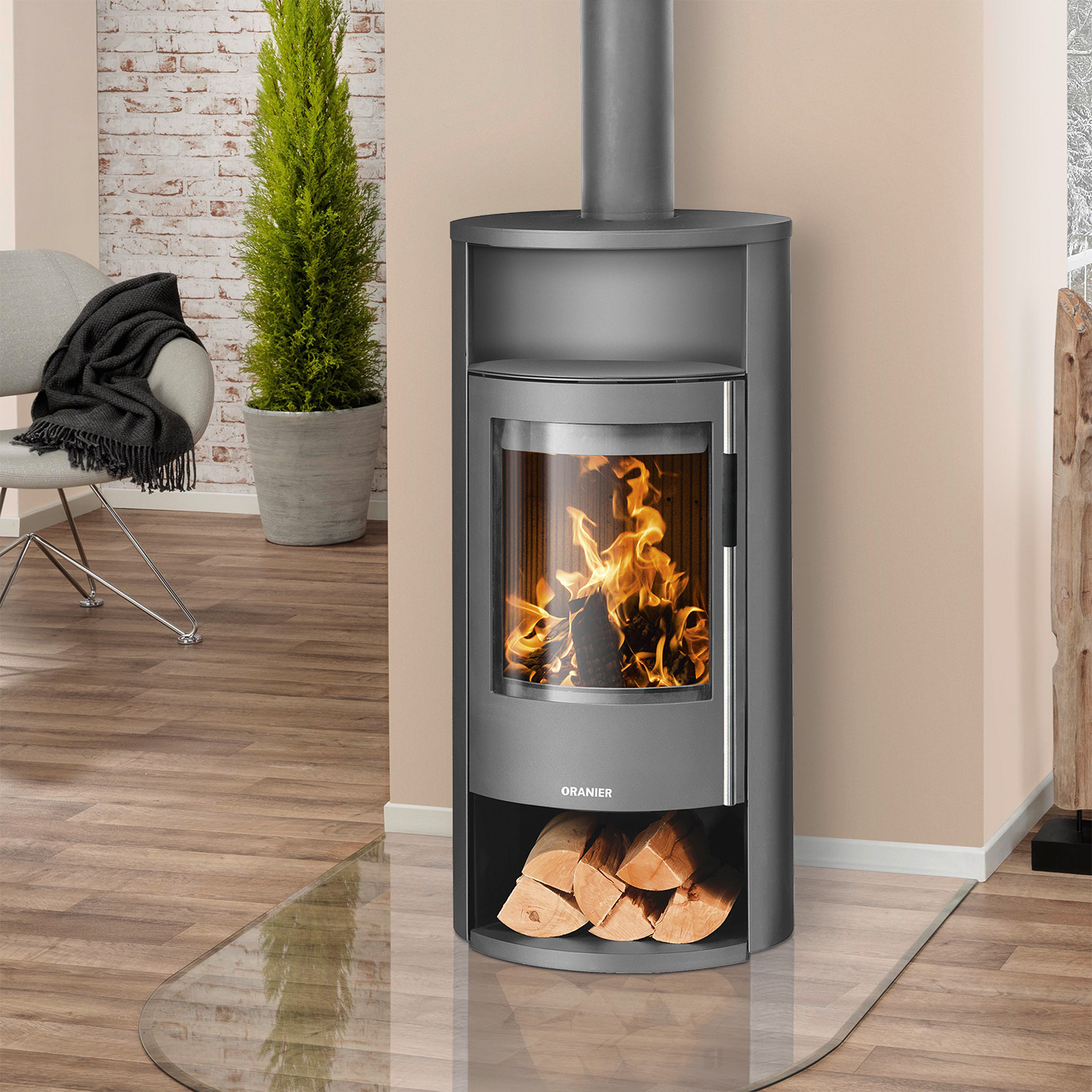 Oranier Polar Neo 6 Poêle à bois en acier gris fonte, DIBt