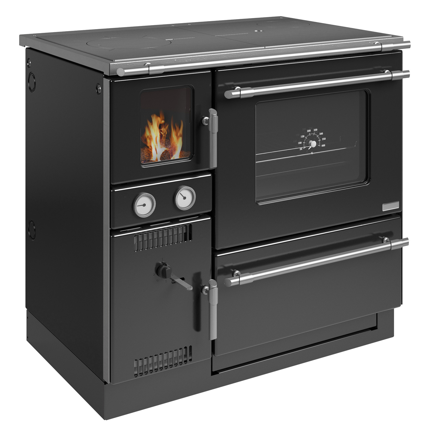 Wamsler K 148 Poêle de cuisine à eau Noir/Mat, Tuyau de fumée à droite