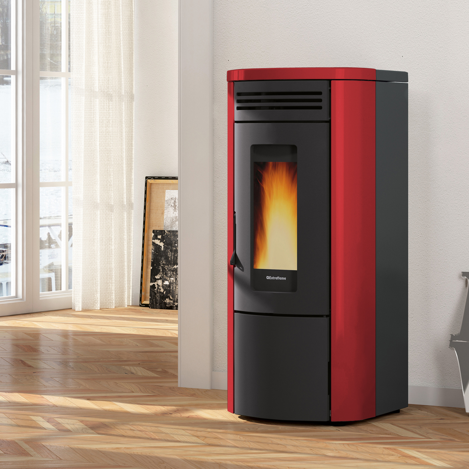 Extraflame COSTANZA IDRO 5.0 - Rouge bordeaux poêle à granulés bouilleur