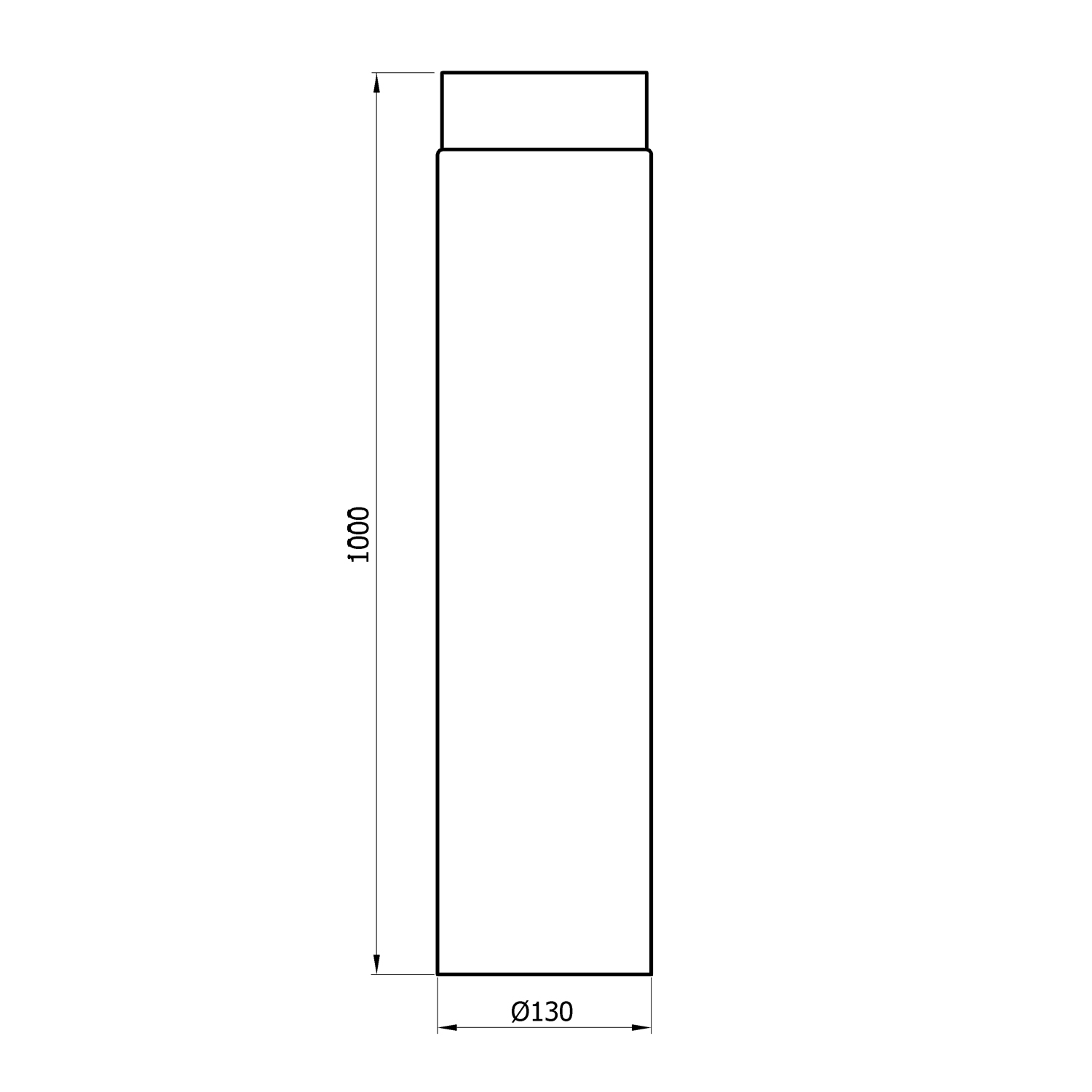 Raik Basic Élément de longueur 130mm noir L:1000mm pour tuyau de fumée / conduit de fumée