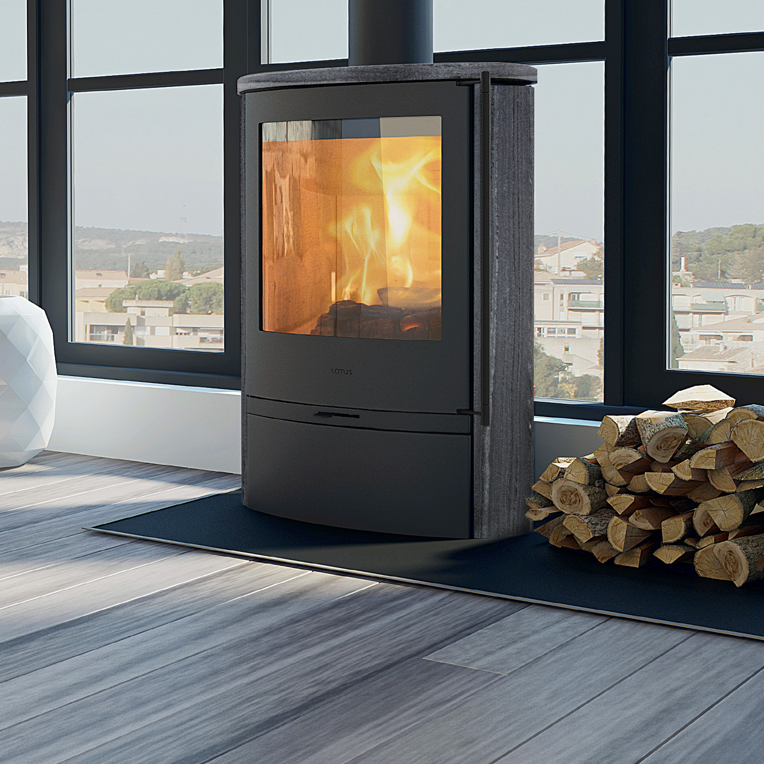 Lotus Jubilee 35 poêle à bois noir/ Indian Night