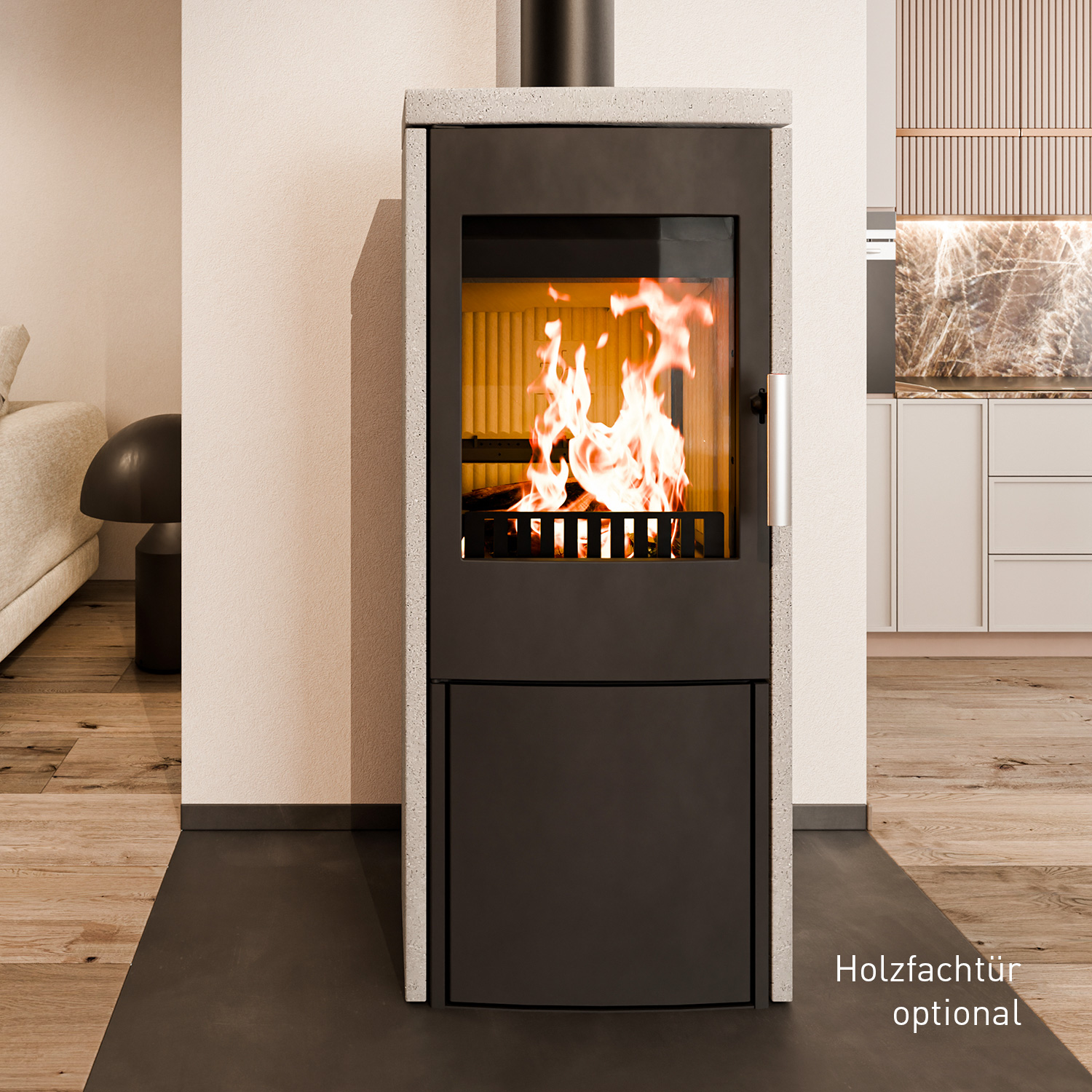 Haas+Sohn DK Lausitz Poêle à bois Noir perle / Quartzite gris