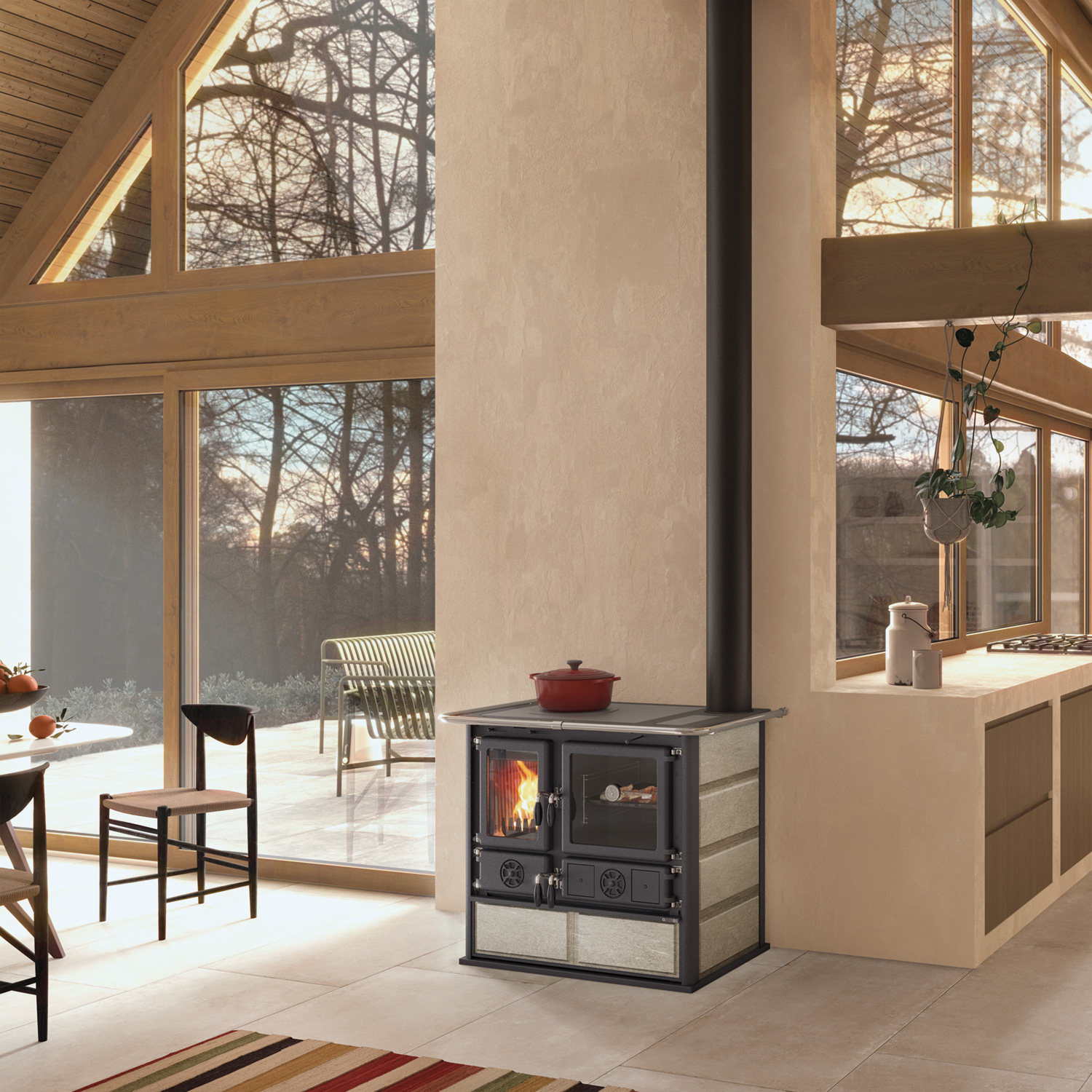 La Nordica Rosa 16 Petra cuisinière à bois pierre naturelle