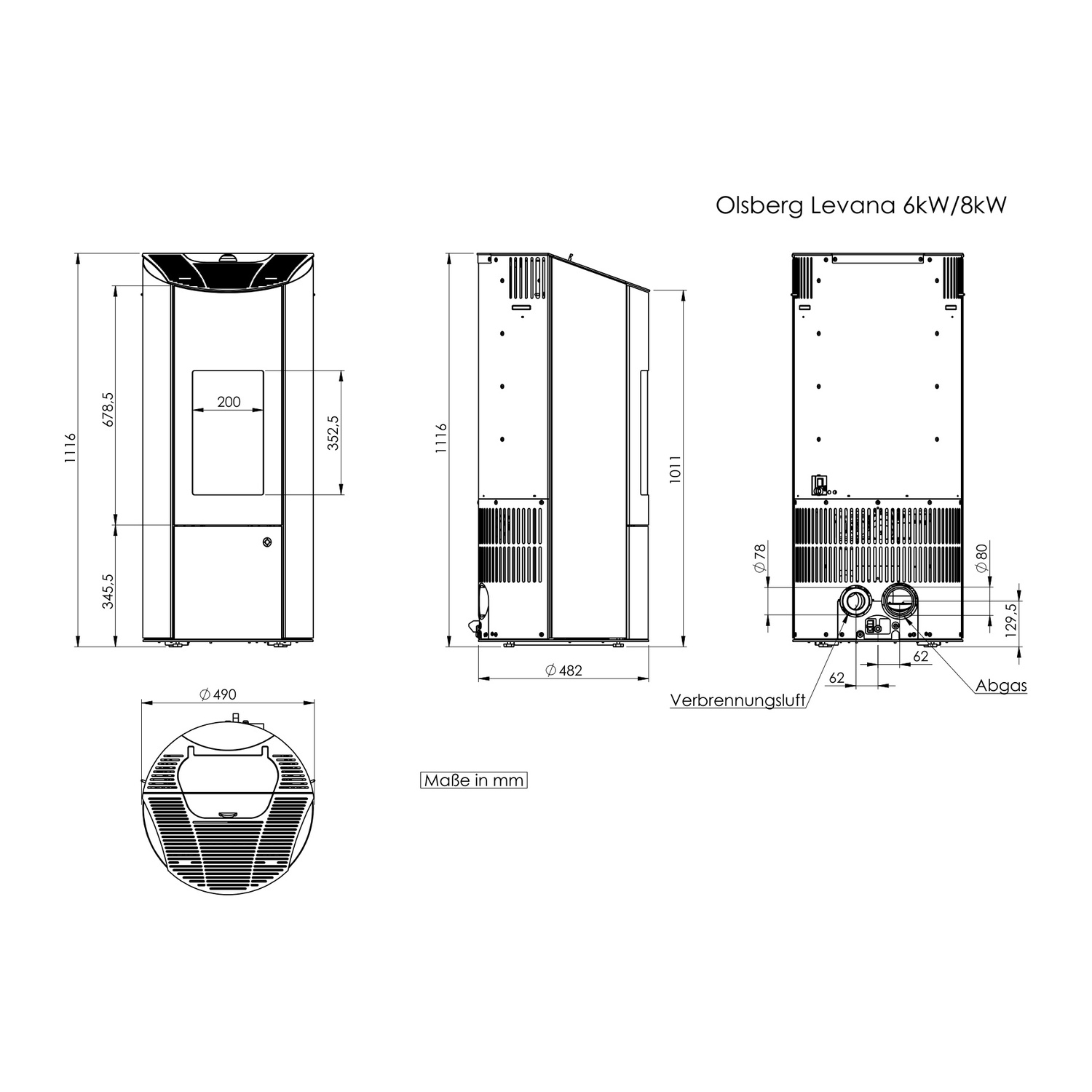 Olsberg Levana 3.0 poêle à granulés acier noir/pierre naturelle serpentine 8 kW