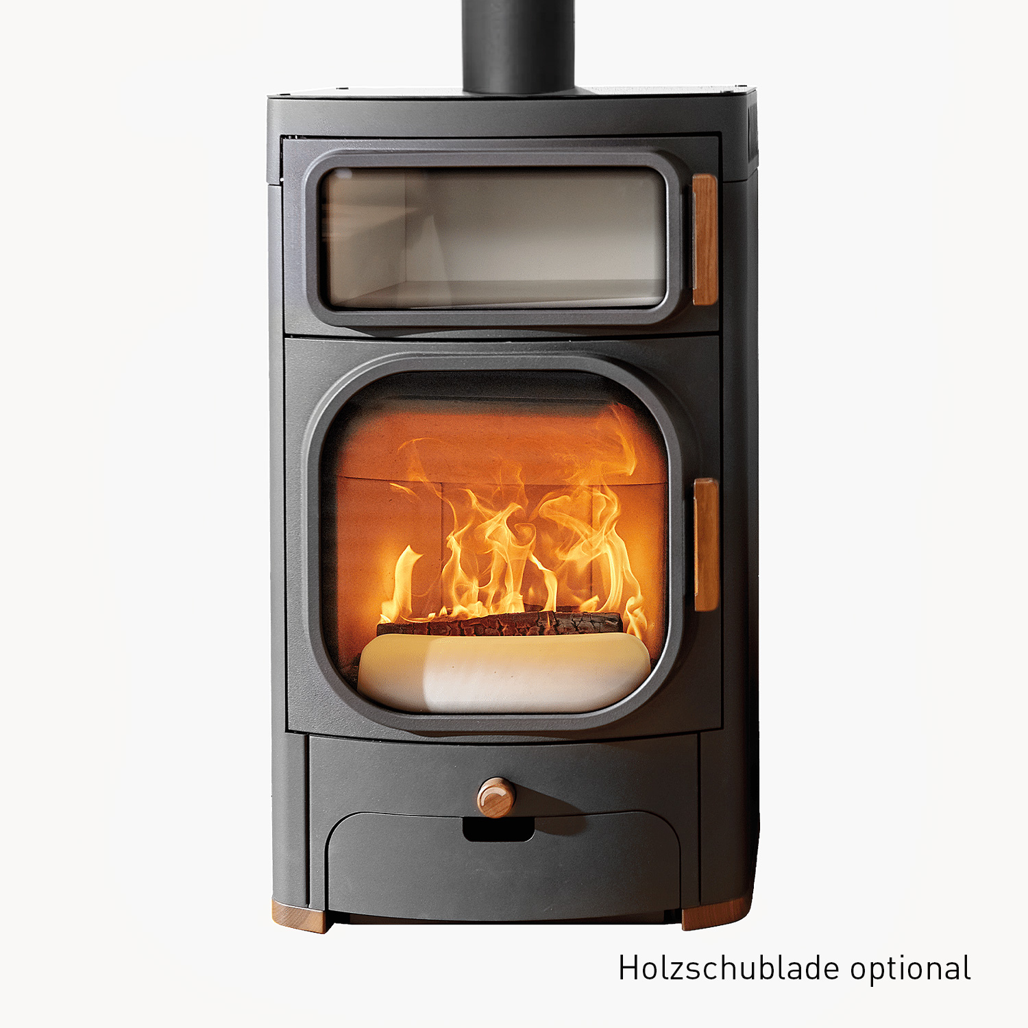 Austroflamm Heidi Back 2.0 Poêle à bois en acier gris fonte avec évacuation des fumées par le haut
