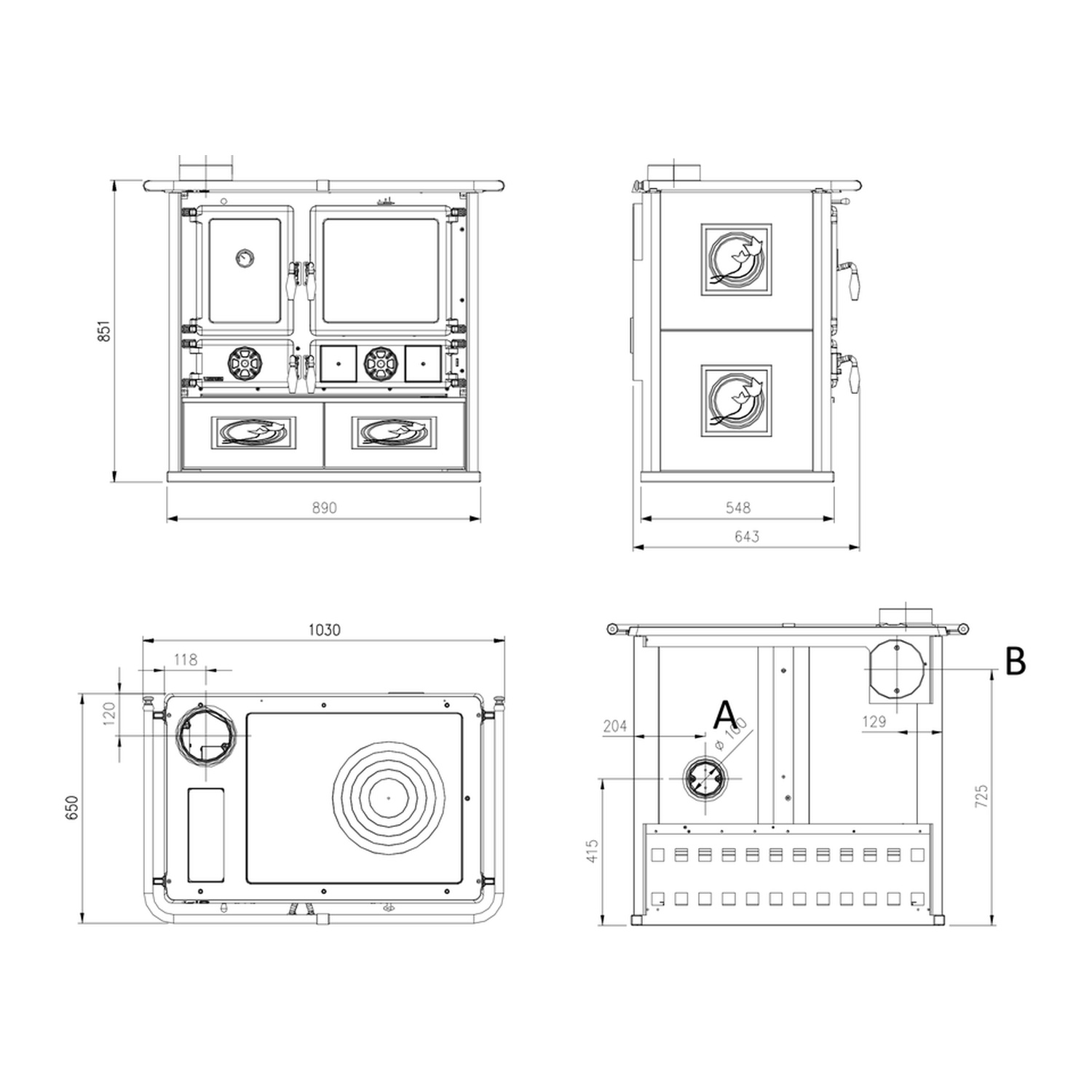 La Nordica ROSA SX REVERSE.16 Céramique - Panna cuisinière à bois