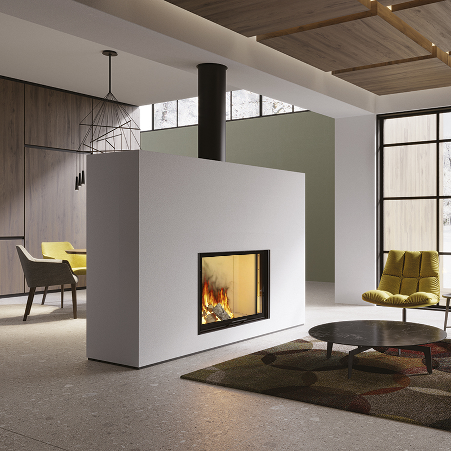 Edilkamin Windo 90 Insert de cheminée Foyer Blanc