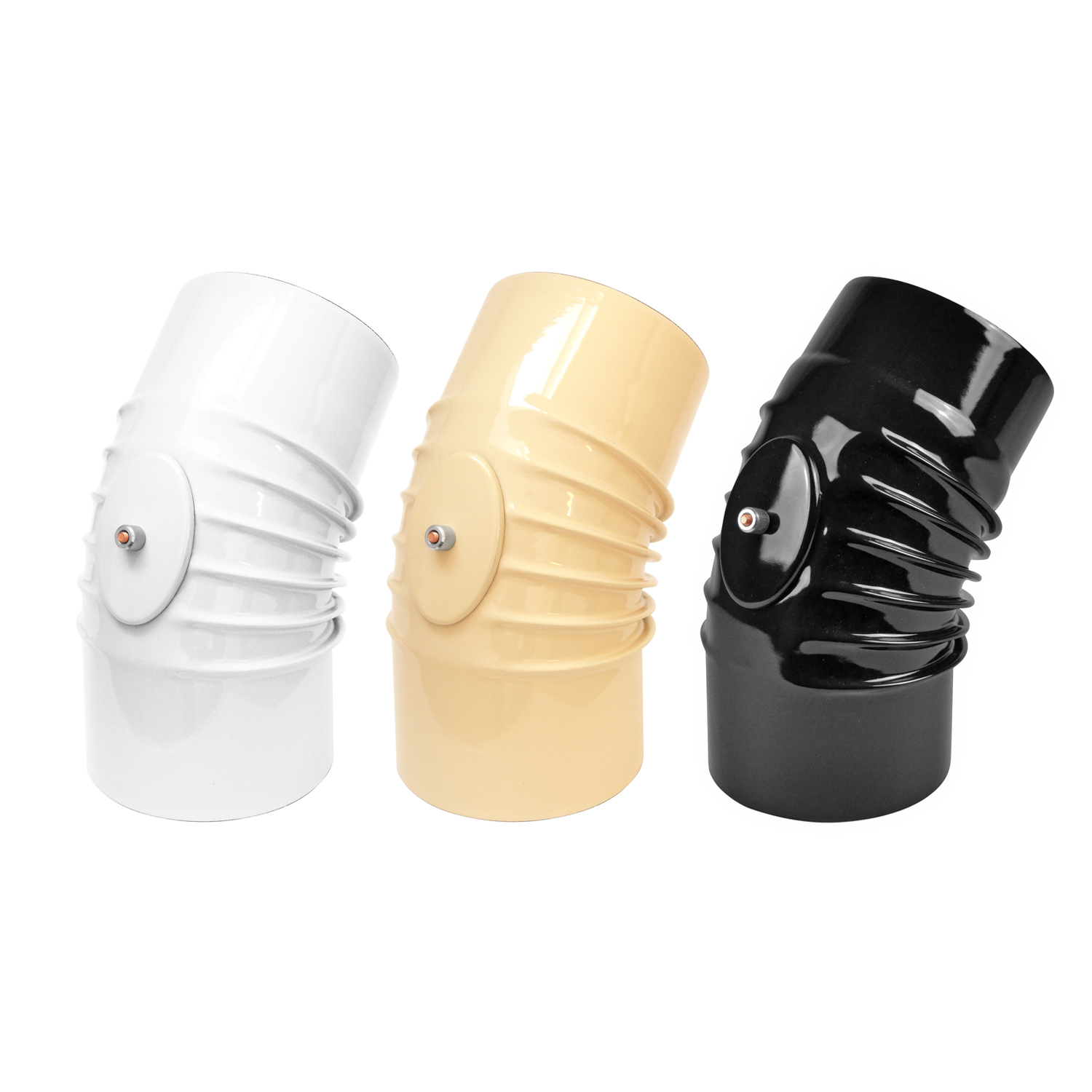 Coude de conduit de fumée / Coude de tuyau de poêle émaillé 130mm - Coude à 45° nervuré blanc avec ouverture de nettoyage