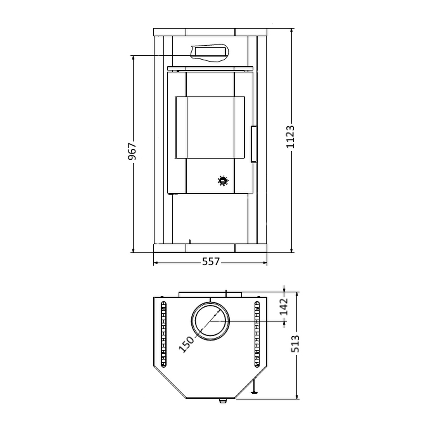 Wamsler poêle à bois « Thyra » pierre naturelle grise avec feu continu/automatique