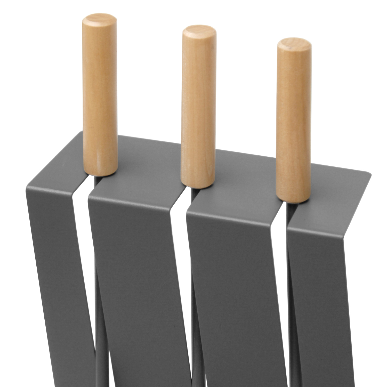 Raik Ensemble d'outils de cheminée Gustav, 3 pièces, anthracite, poignées en bois, 60 cm