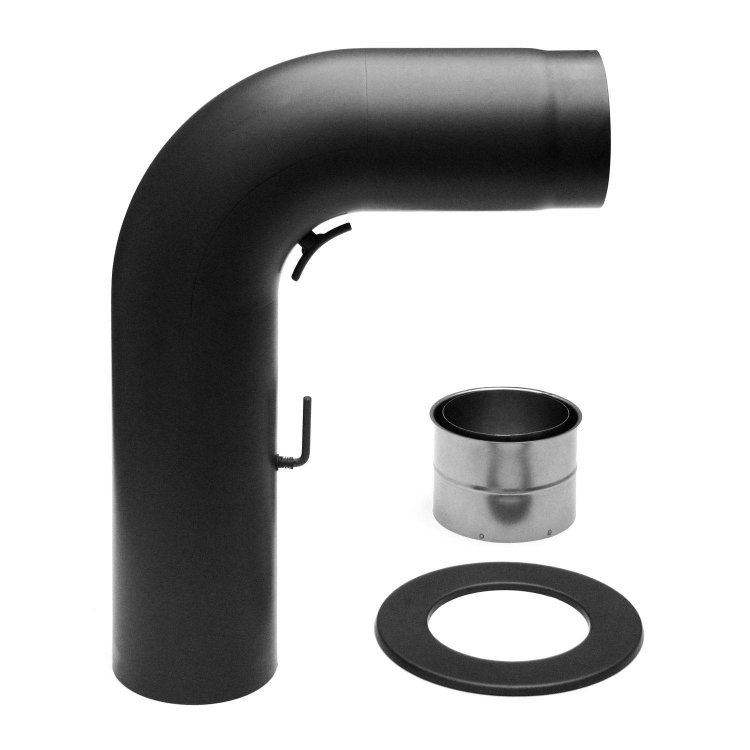 Raik Basic coude de tuyau de fumée set 150mm noir rond pour tuyau de fumée / conduit de fumée