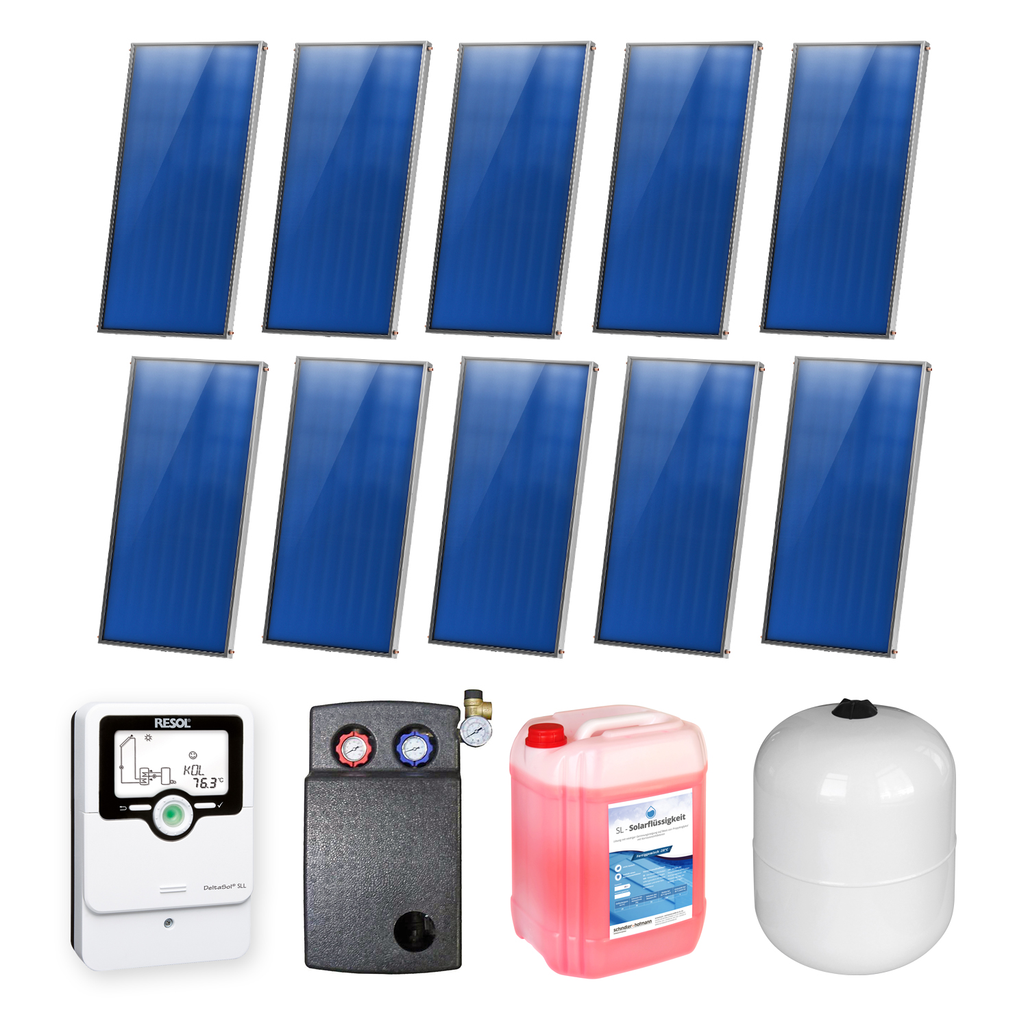 20,10 m² Ensemble de capteurs solaires plats Sunex 9 10x AMP 2.0