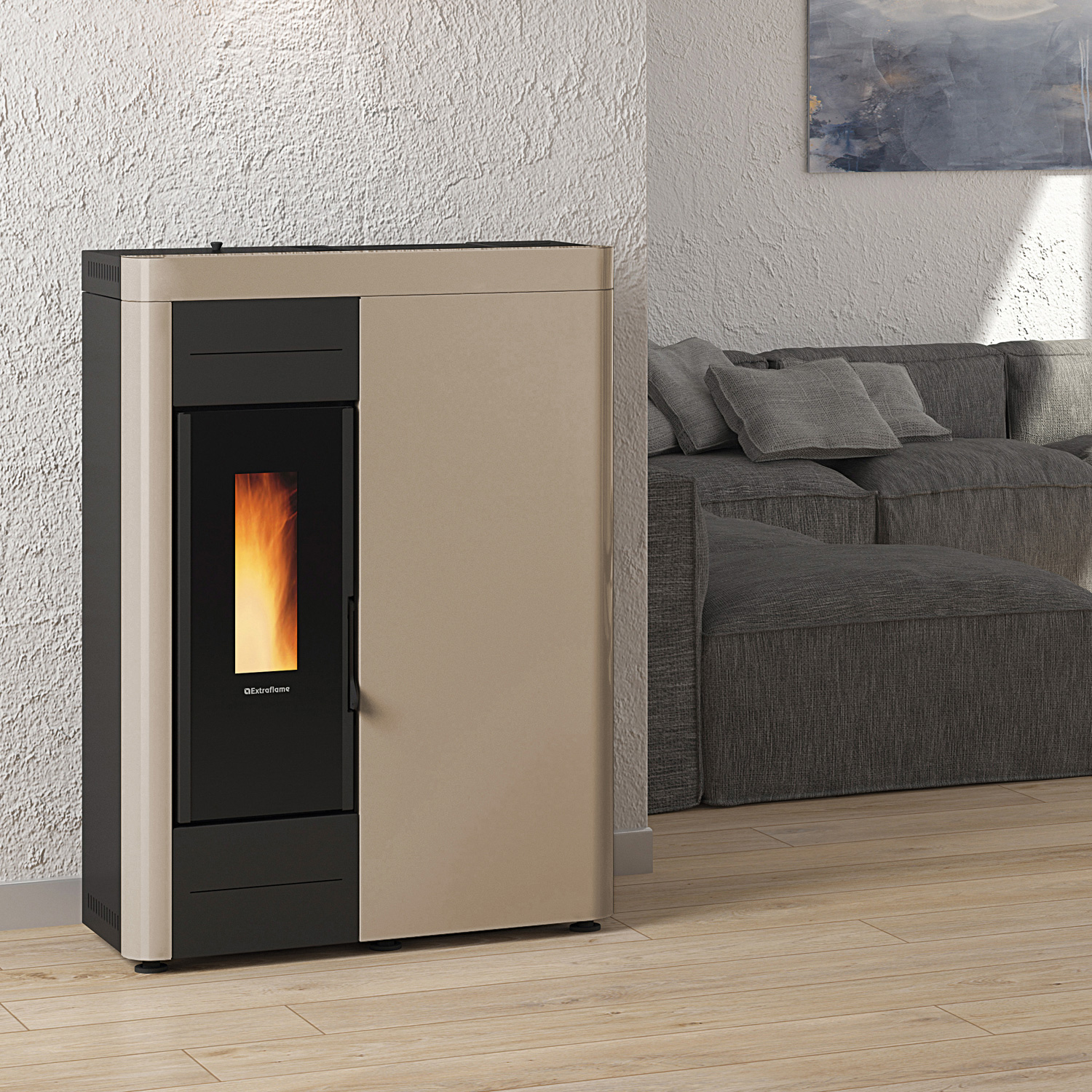 poêle à granulés bouilleur Taupe Mat