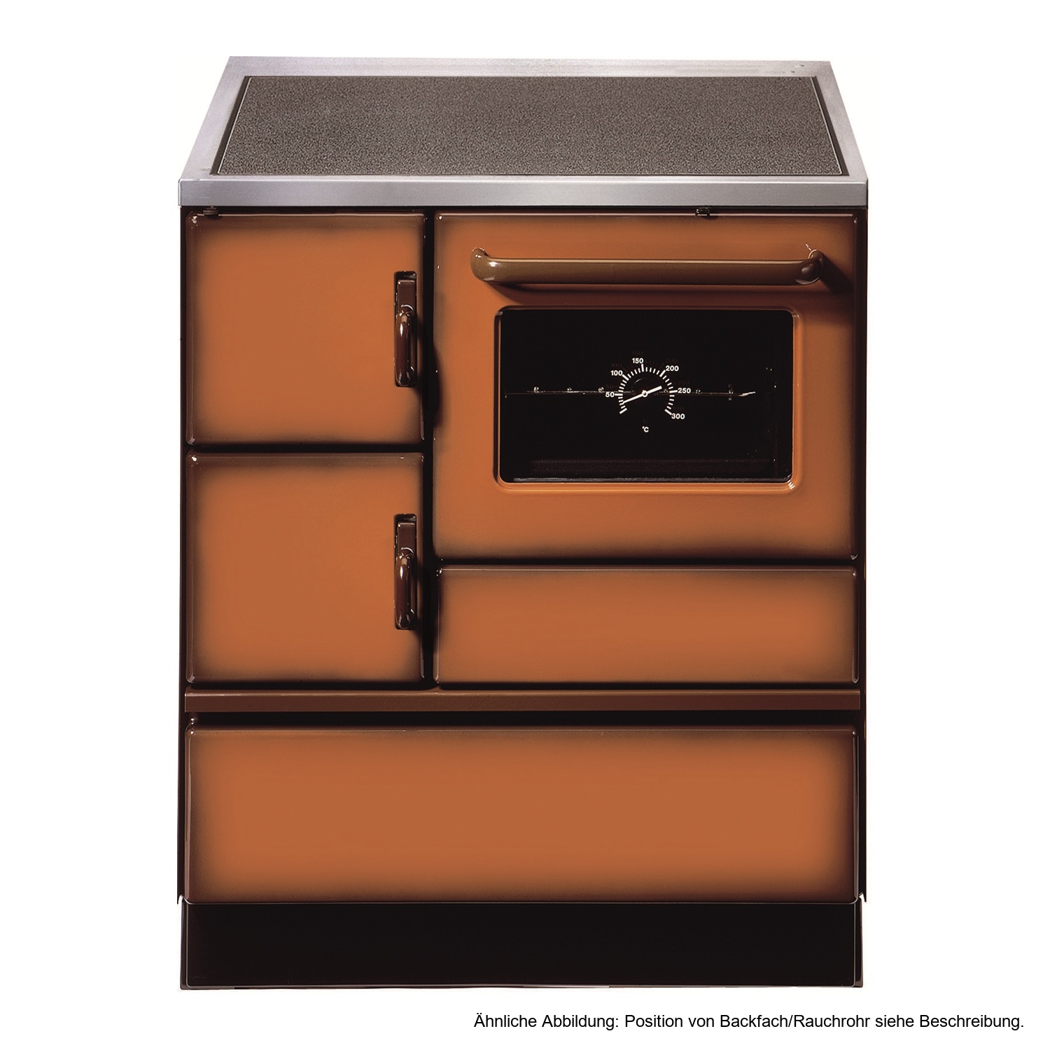 Wamsler K 128 Cuisinière à bois à droite marron avec plaque vitrocéramique