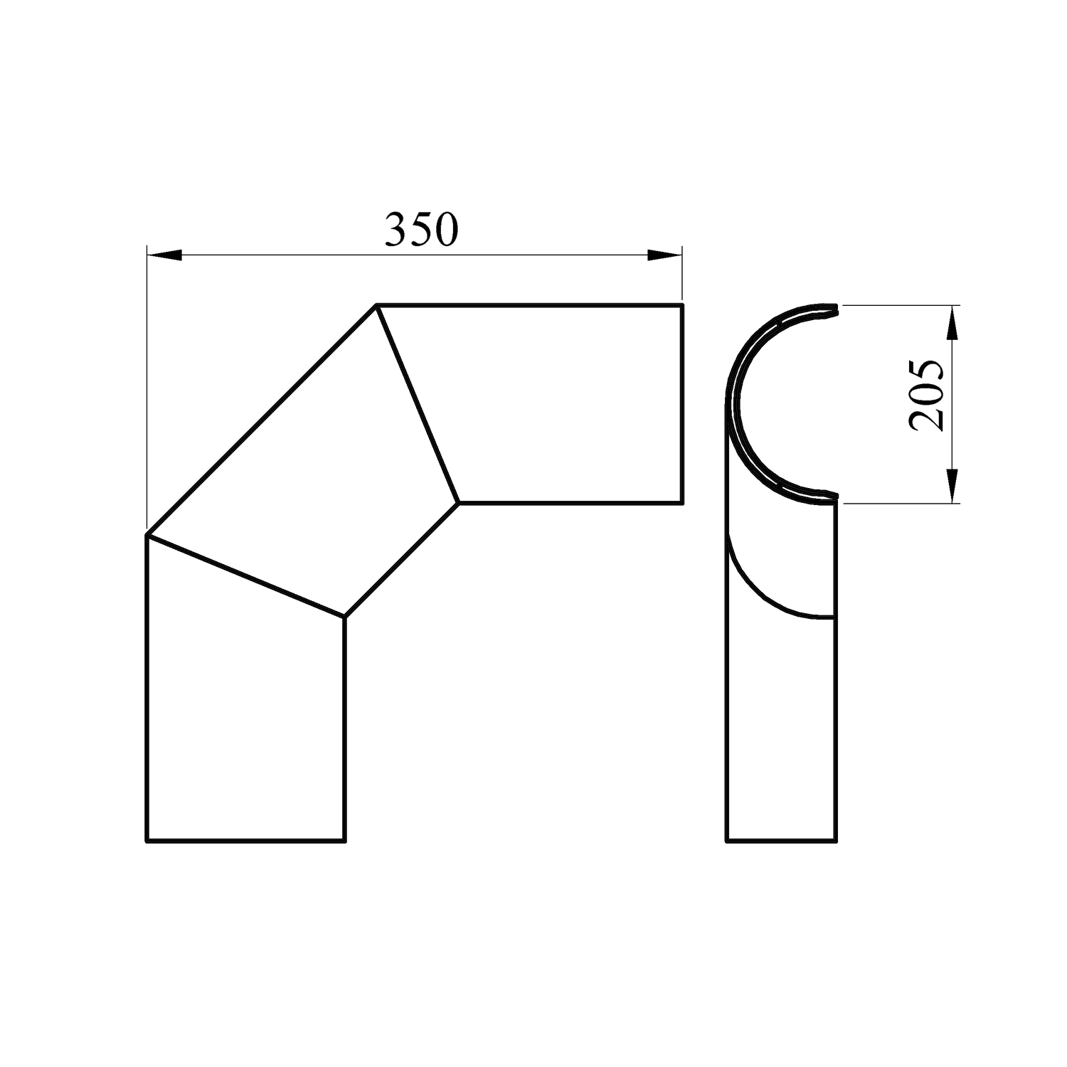 Coude de conduit de fumée / Tuyau de poêle 180mm - Écran thermique latéral 90° noir