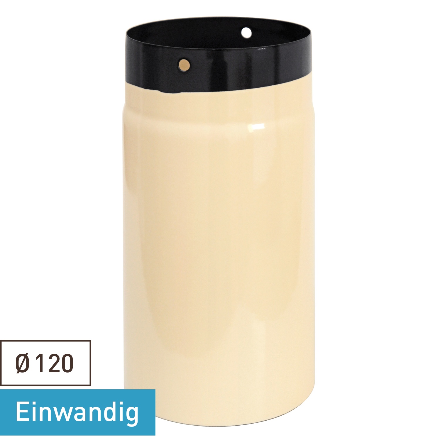 Tube de fumée / Tuyau de poêle émaillé 120 mm - 250 mm ivoire